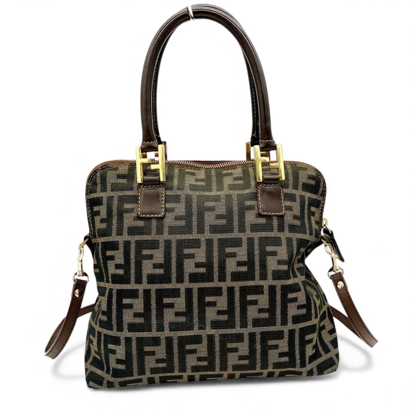 Fendi Fendi - Monogram Canvas Handbag Leather Handles Size ONE SIZE - 3 Thumbnail