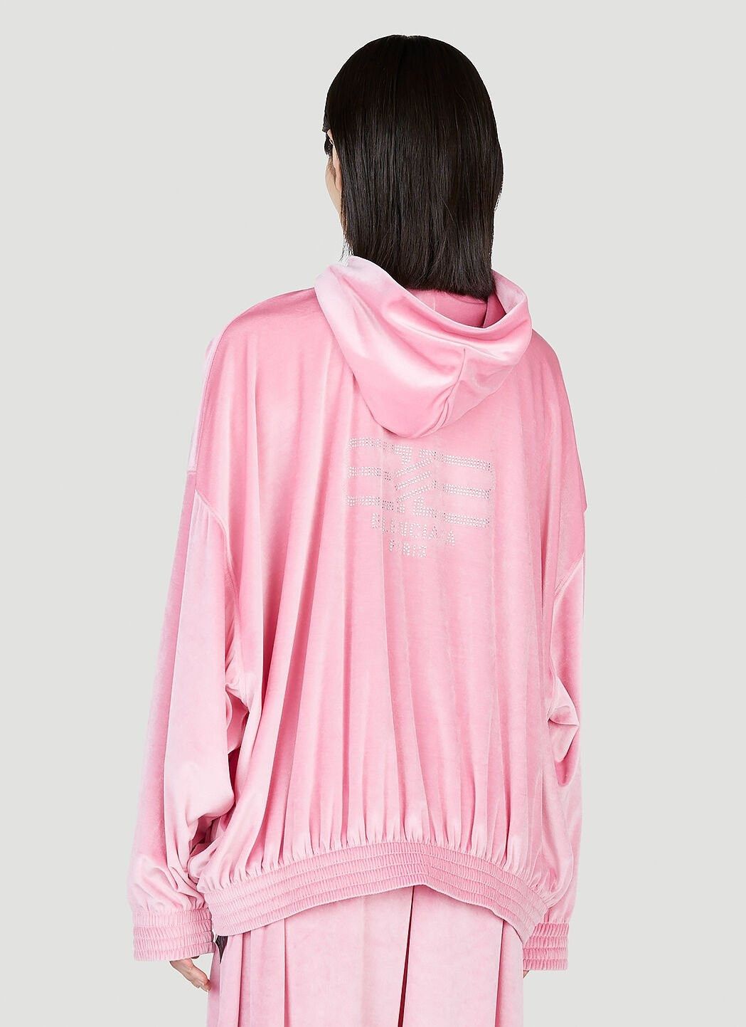 Balenciaga o1bcso1str0924 BB Paris Strass Zip-Up Hoodie Oversized Pink Size XS / US 0-2 / IT 36-38 - 4 Thumbnail