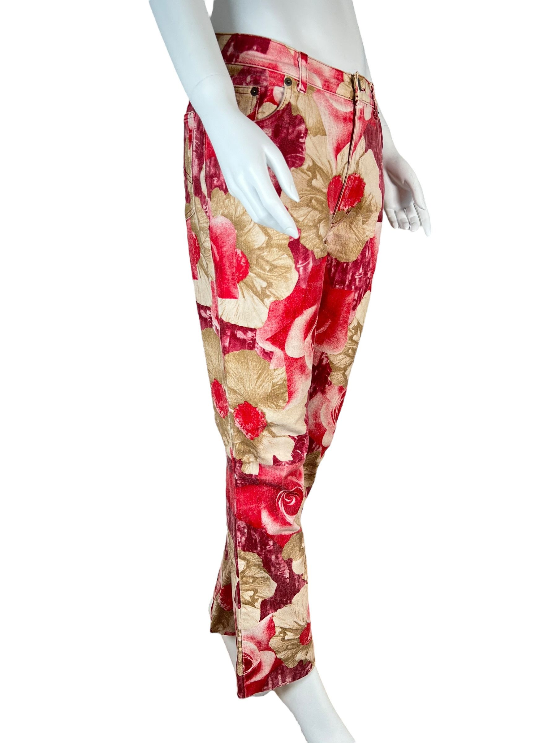 Alexander McQueen Alexander McQueen 90s Floral Printed Flared Denim Size 27" / US 4 / IT 40 - 4 Thumbnail