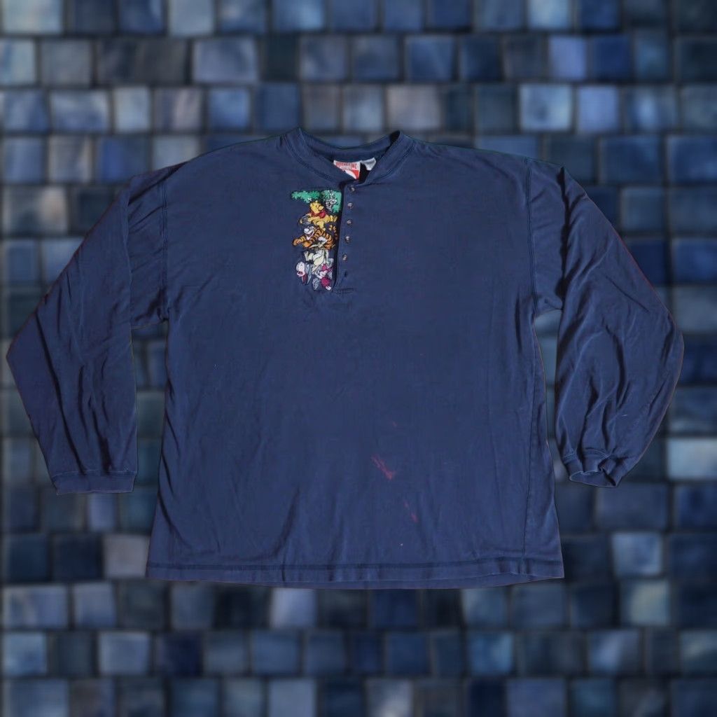 Disney VTG 90s Disney MICKEY INC Winnie Pooh Henley Blue Faded L/S Tee T-Shirt XL Unisex Blue 1990s Embellished Tee Mens Womens Boys Girls XL Size US XL / EU 56 / 4 - 1 Thumbnail