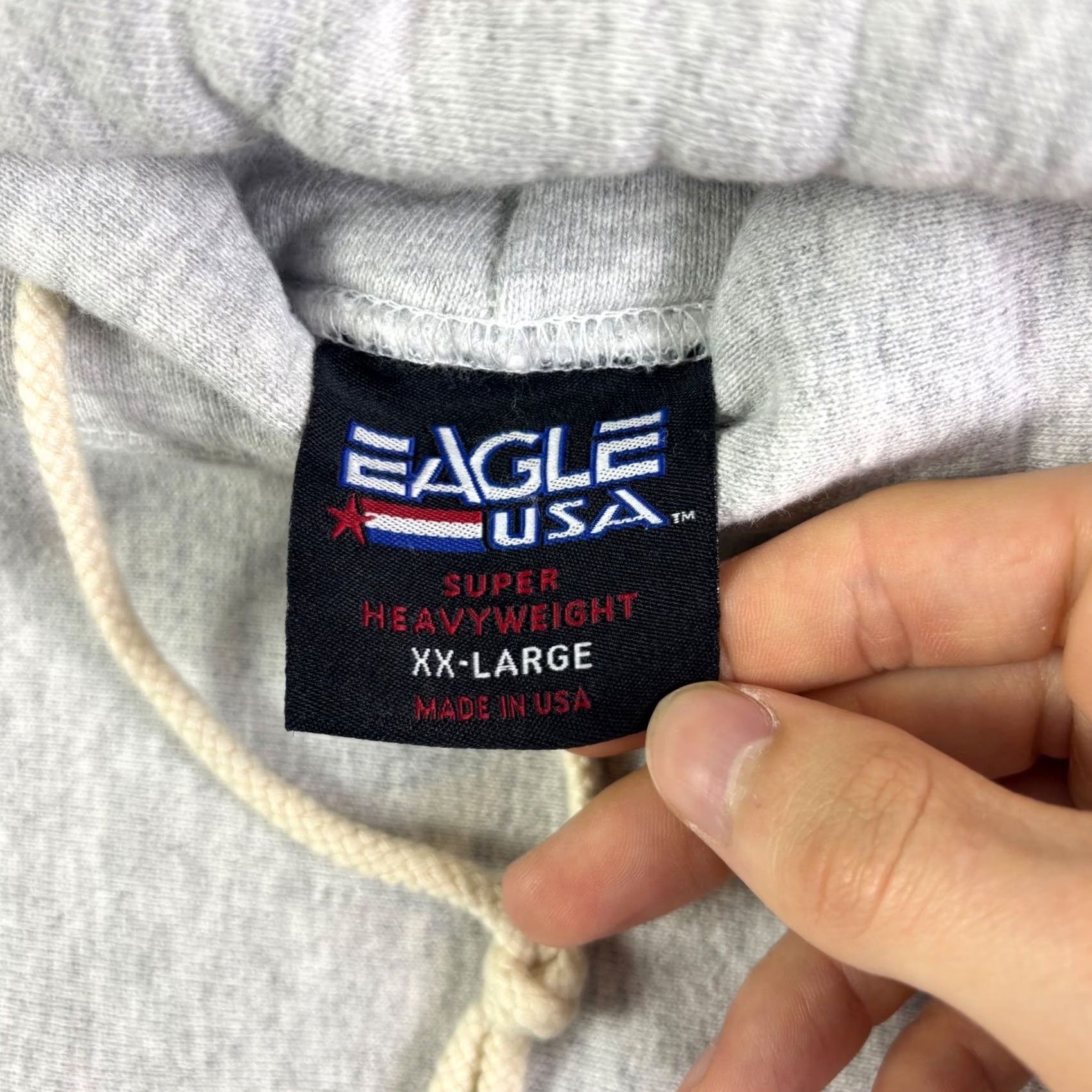 Vintage VINTAGE Eagle USA Hoodie Mens XXL Gray Heavyweight PullOver Embroidered Logo 90s Basketball Angel Size US XXL / EU 58 / 5 - 5 Thumbnail