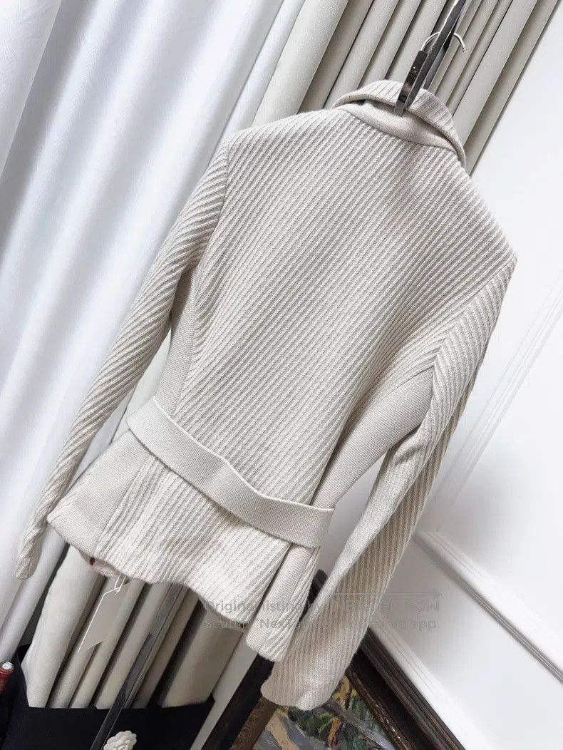 Loro Piana Loro Piana Beige Twill Cashmere Knit Blazer Jacket Size XS / US 0-2 / IT 36-38 - 2 Thumbnail