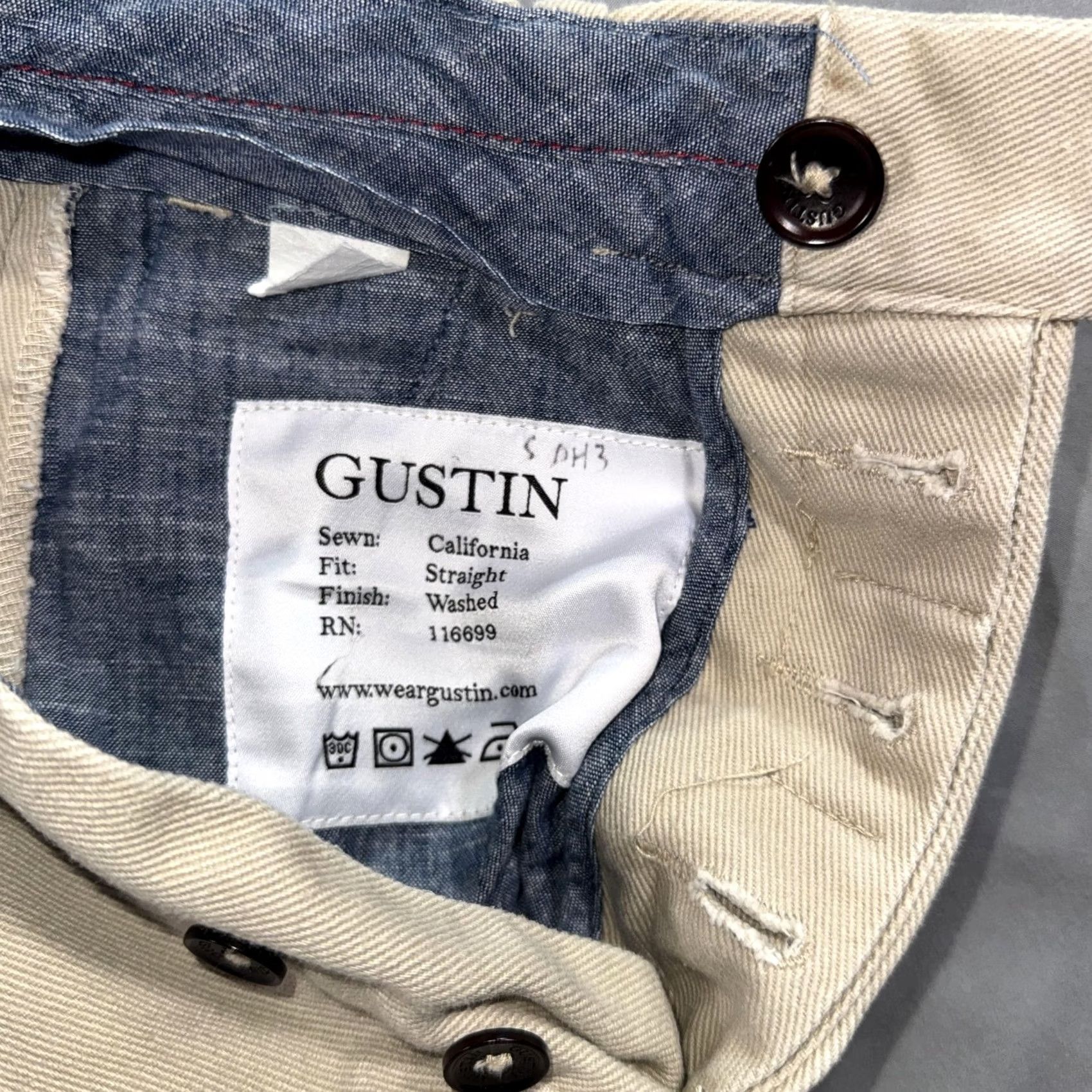 Gustin Gustin Mens 30 Beige Chino Straight Fit Button Fly Twill Pants Casual USA Size US 30 / EU 46 - 4 Thumbnail