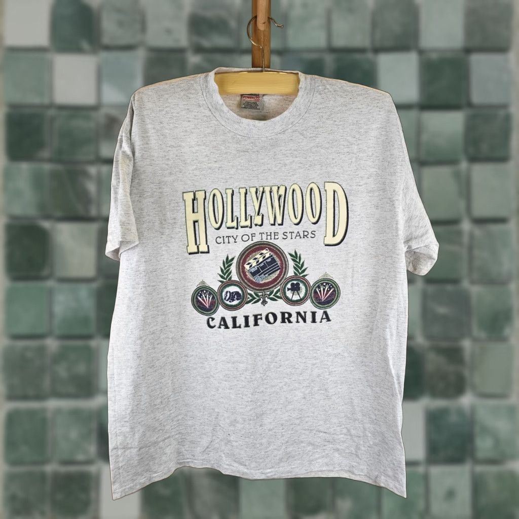 Vintage VINTAGE 90' HOLLYWOOD CALIFORNIA SINGLE STITCH GRAY PAPER THIN T-SHIRT SZ XL Shirt Men XL Gray Cotton T-Shirt Vintage 90s Mens XL Size US XL / EU 56 / 4 - 1 Thumbnail