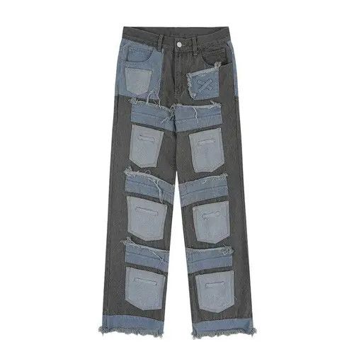 VIBE Patchwork Distressed Wide Leg Jeans Size US 34 / EU 50 - 7 Thumbnail