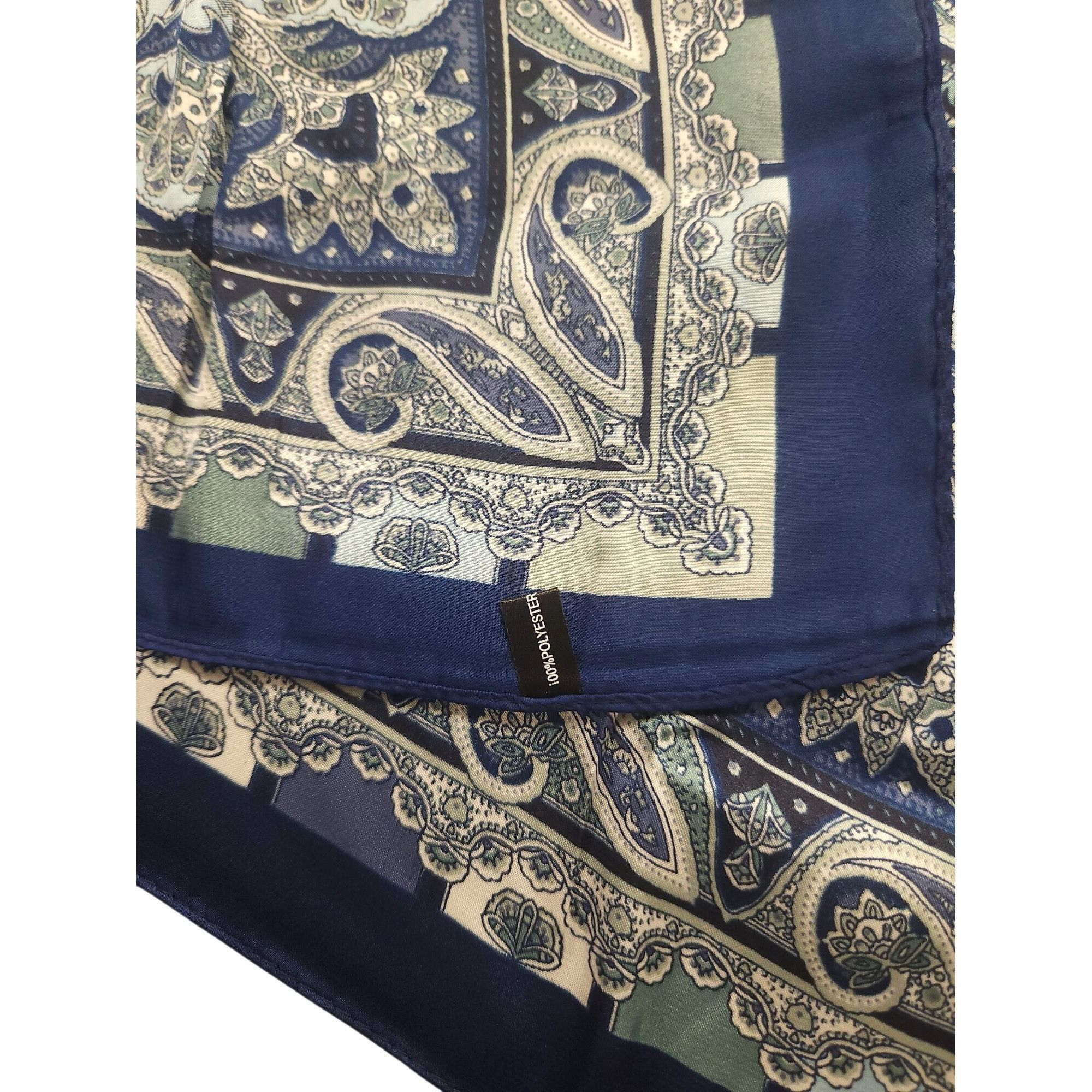 Other Luxury Paisley Blue/White Square Scarf 27 inch Western Wild Size ONE SIZE - 8 Thumbnail