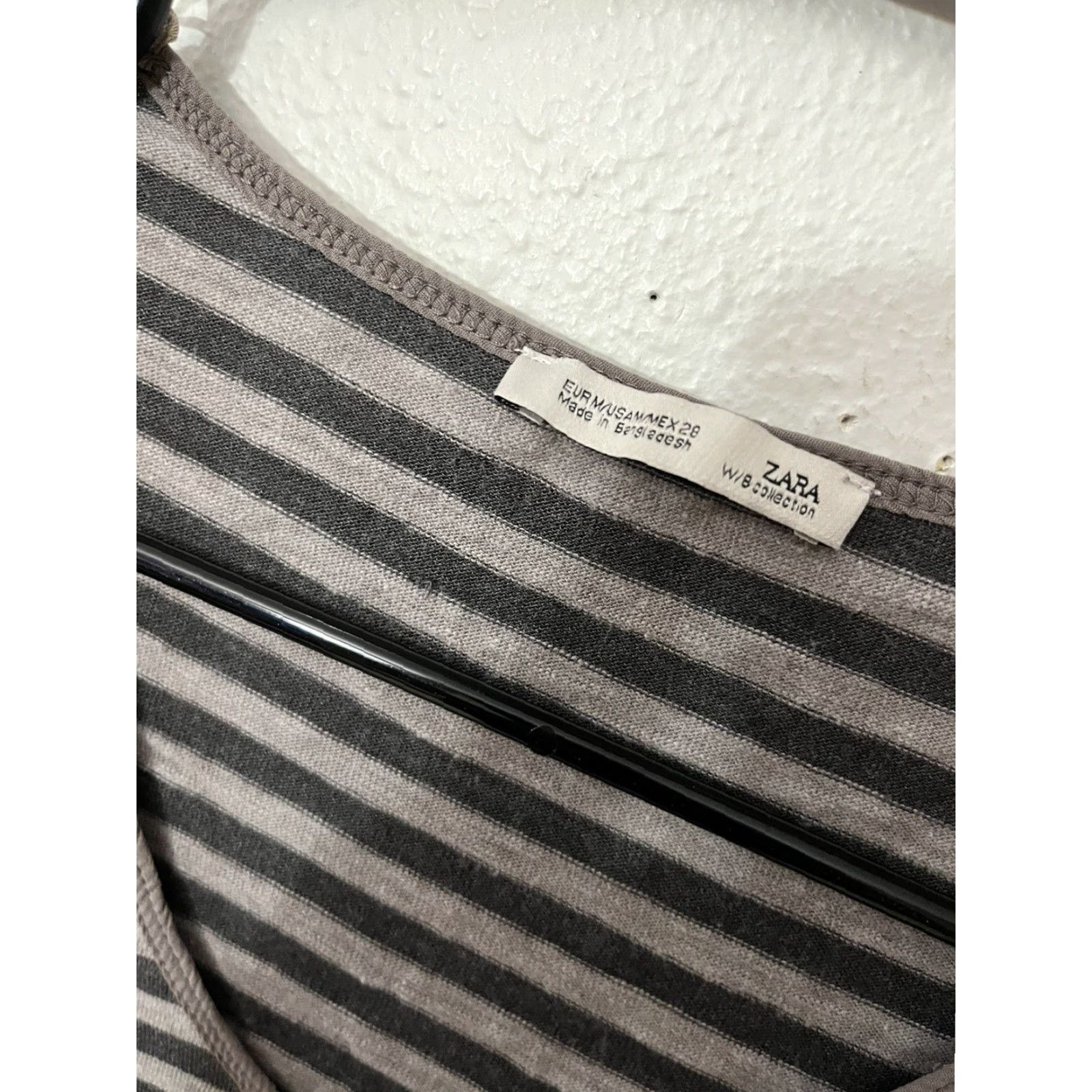 Zara ZARA Striped Jersey Knit Pocket Top T-Shirt Long Sleeve Gray M Womens Modern Shirt Size M / US 6-8 / IT 42-44 - 2 Thumbnail