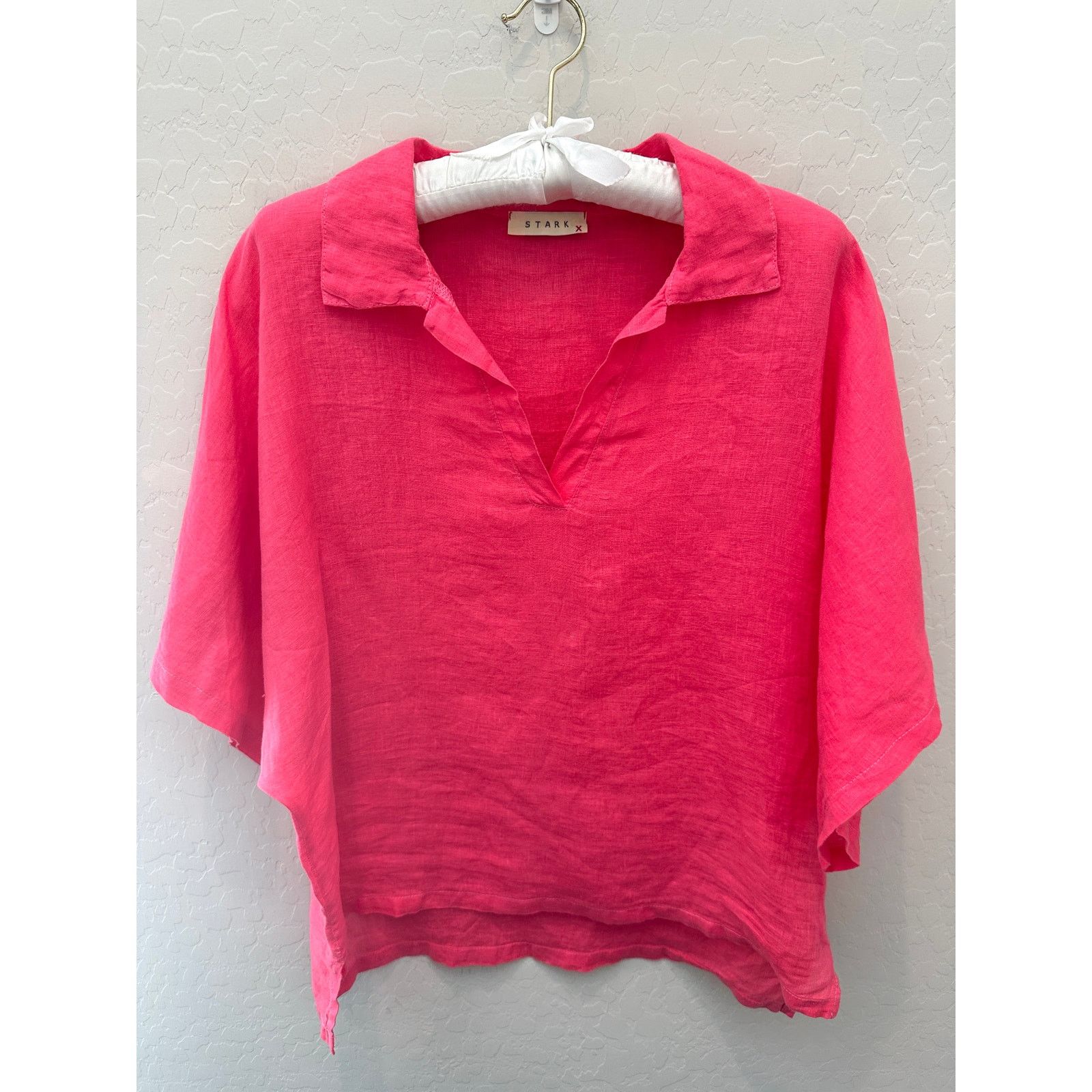 Other STARK X Hot Pink Linen Lagenlook Collared Boxy Oversized Top Size M / US 6-8 / IT 42-44 - 1 Thumbnail