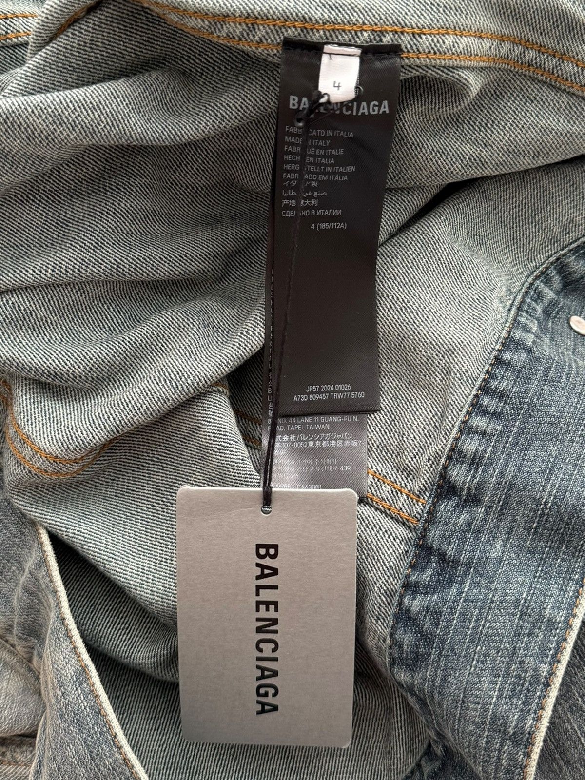 Balenciaga 2024 Y2K Tattoo Tribal Oversized Denim Jacket Size US XL / EU 56 / 4 - 16 Thumbnail