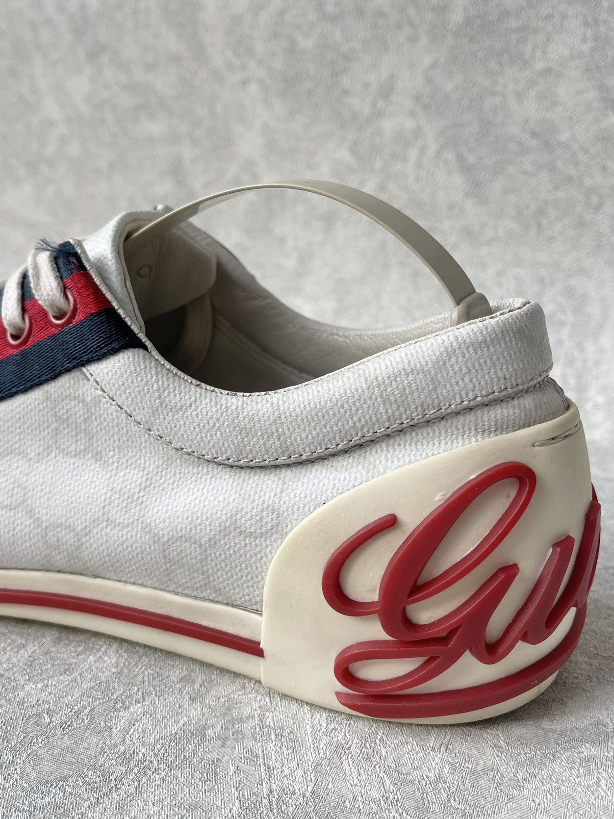 Gucci Gucci GG Monogram Canvas Sneakers Red Blue Web Script Logo Size US 7 / IT 37 - 5 Thumbnail