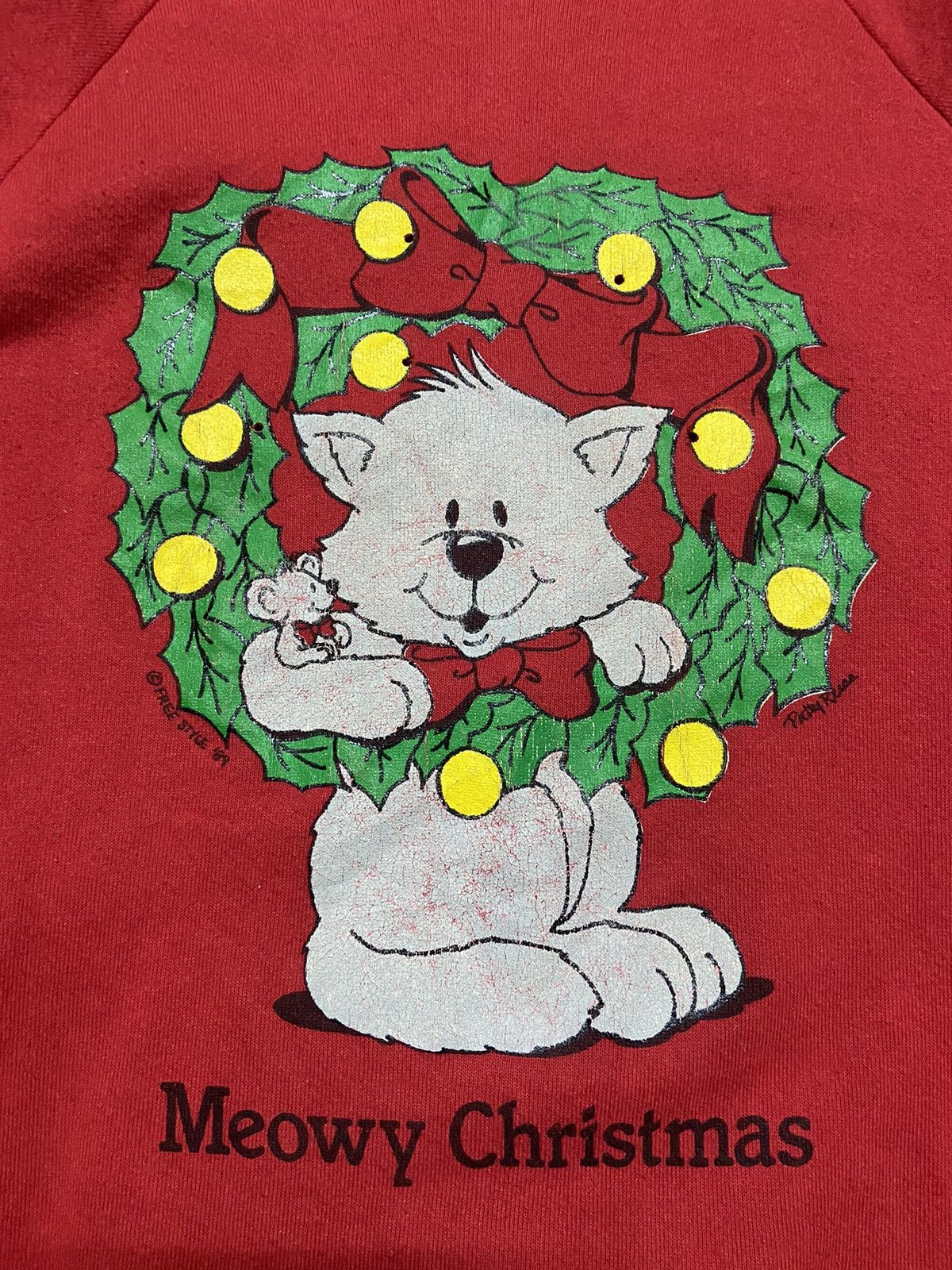 Vintage Vintage 80s Meowy Christmas Sweatshirt Size US M / EU 48-50 / 2 - 2 Thumbnail