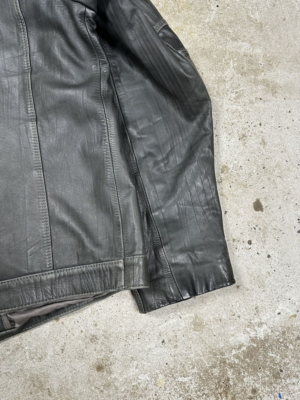 Genuine Leather Vintage Y2K Distressed Bottle Green Genuine Leather Jacket Size US XXL / EU 58 / 5 - 13 Thumbnail