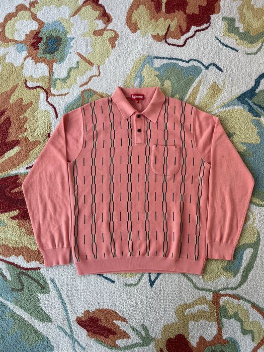 Supreme Supreme Vertical Stripe Knit L/S Polo FW18 Light