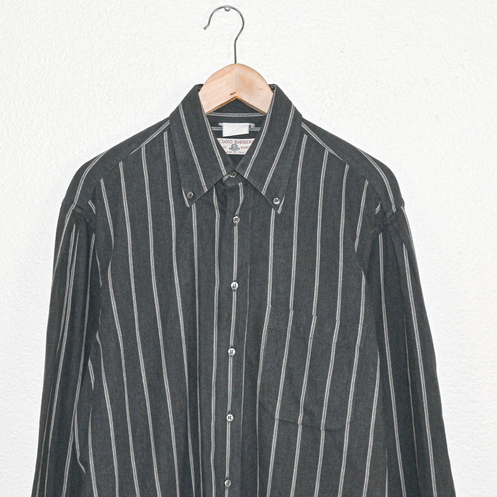 Luciano Barbera Vtg Luciano Barbera Button Down Flannel Shirt Charcoal Grey Size US M / EU 48-50 / 2 - 2 Thumbnail