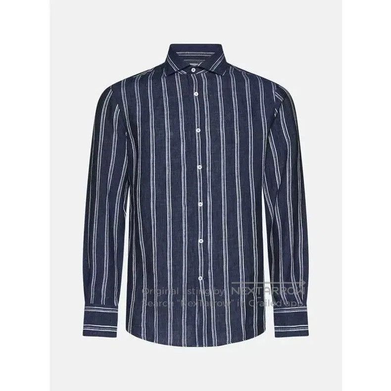 Brunello Cucinelli Brunello Cucinelli Striped Linen Shirt. Size US XXL / EU 58 / 5 - 2 Thumbnail