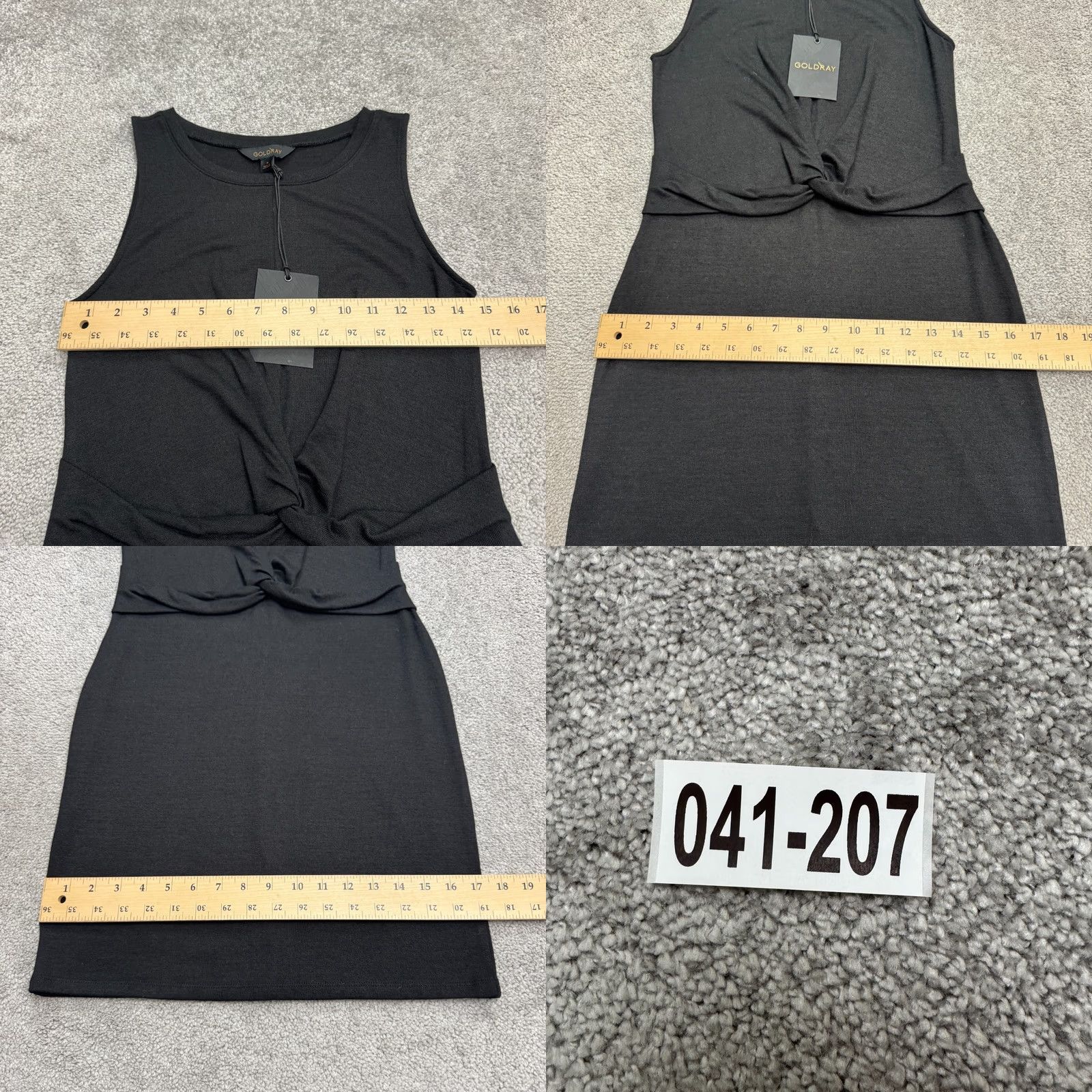 Vintage VINTAGE? (No) Goldray Dress Twisted Front Knit Midi Sheath Black Sleeveless NWT Womens Small, 1990s? Size S / US 4 / IT 40 - 9 Thumbnail