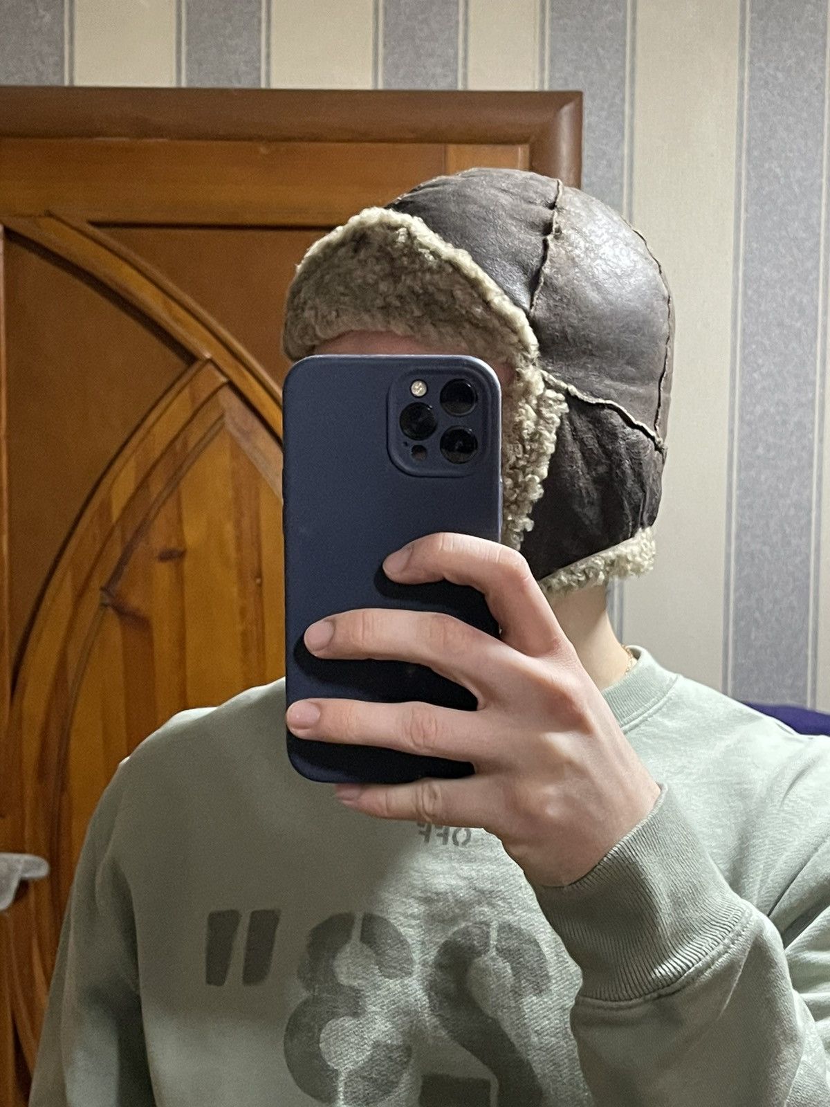 Vintage 1980s USHANKA Y2K FLYER'S LEATHER TRAPPER HAT WITH SHEARLING Size ONE SIZE - 7 Thumbnail