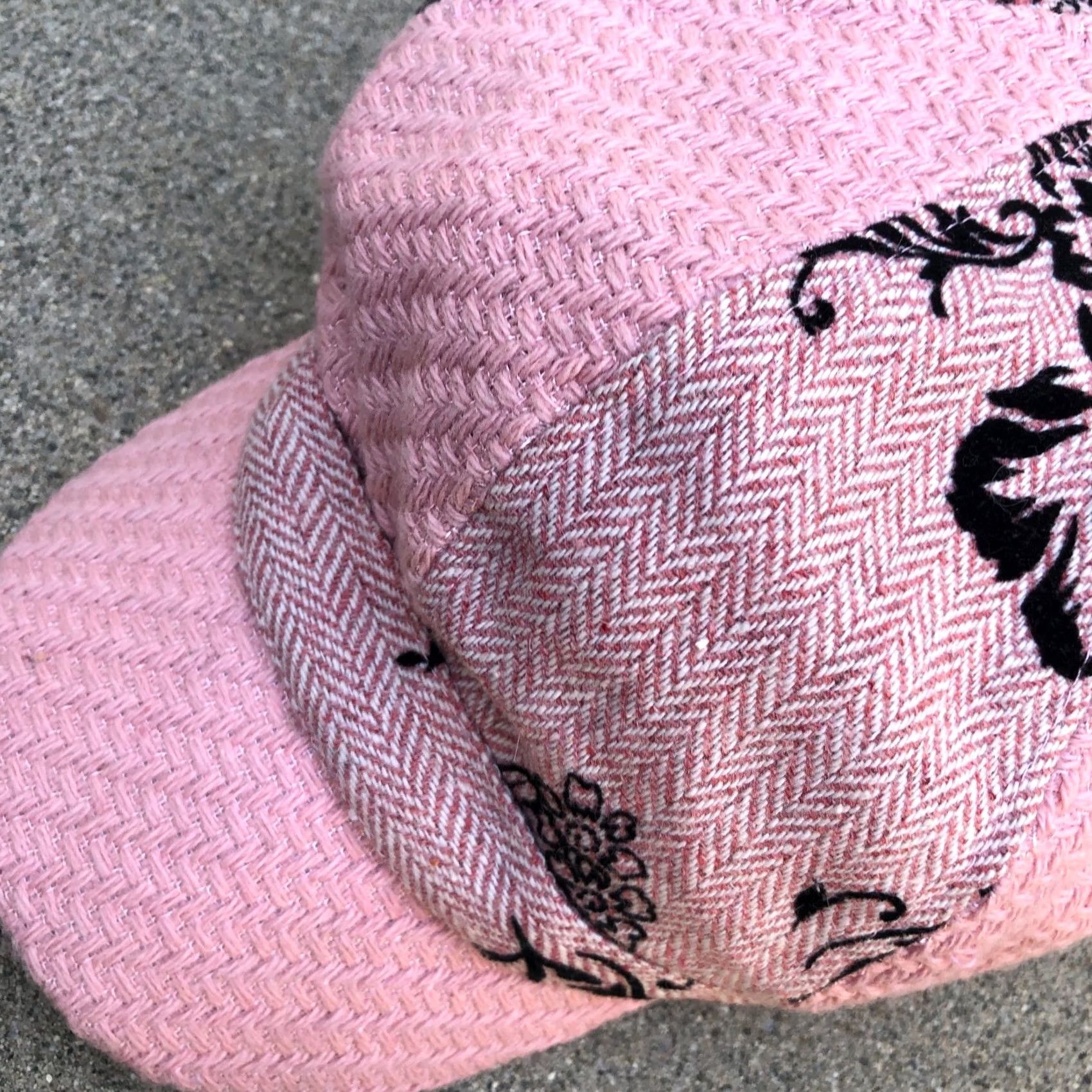 Pinko VINTAGE UBI Hats Floral Newsboy Hat Women's One Size Pink Cap Woven Size ONE SIZE - 2 Thumbnail