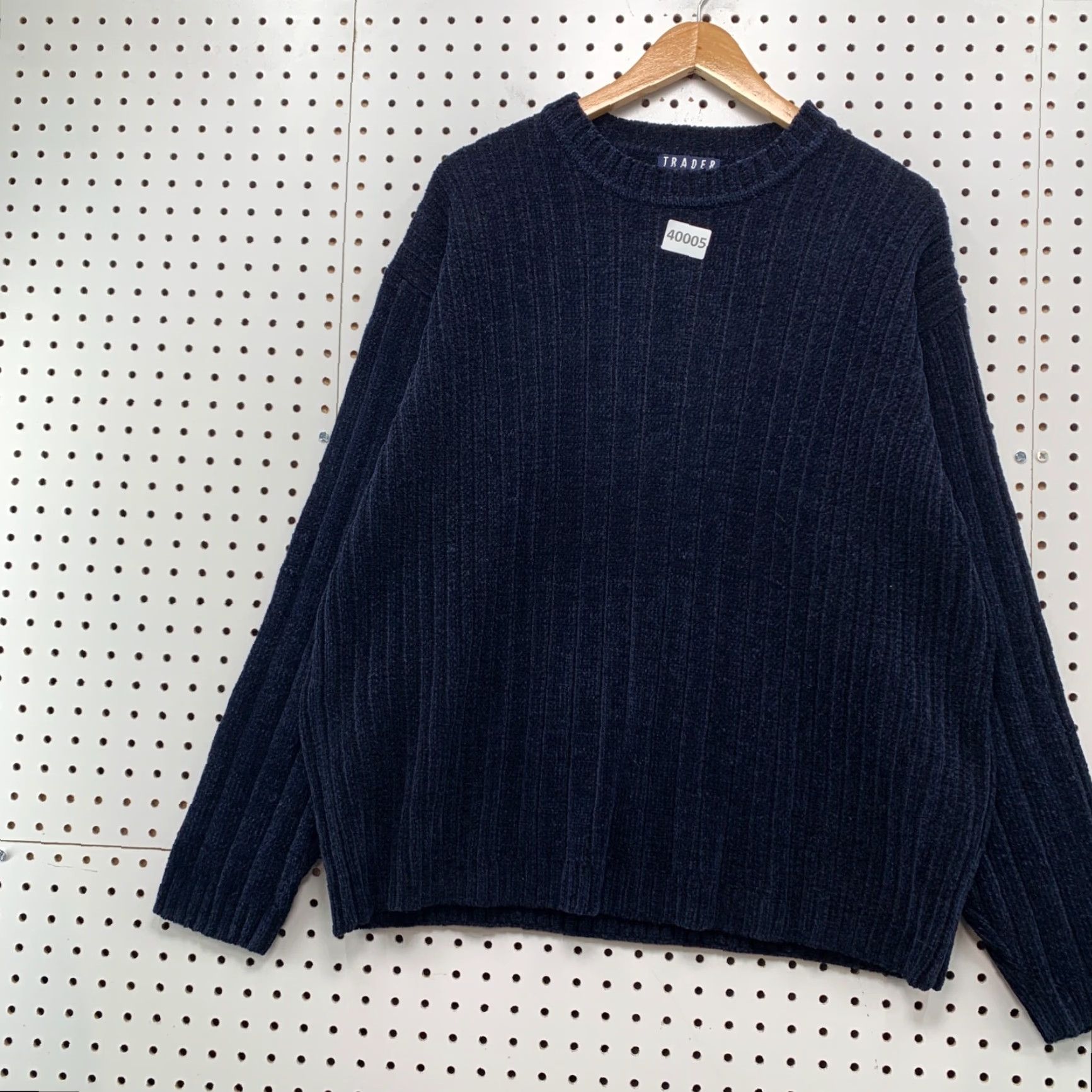 Vintage VTG Trader Bay Knit Ribbed Sweater Mens Large Navy Blue Made USA 24x27.5 Crew Neck Pullover Vintage USA Theme Mens Knit Top Size US L / EU 52-54 / 3 - 3 Thumbnail