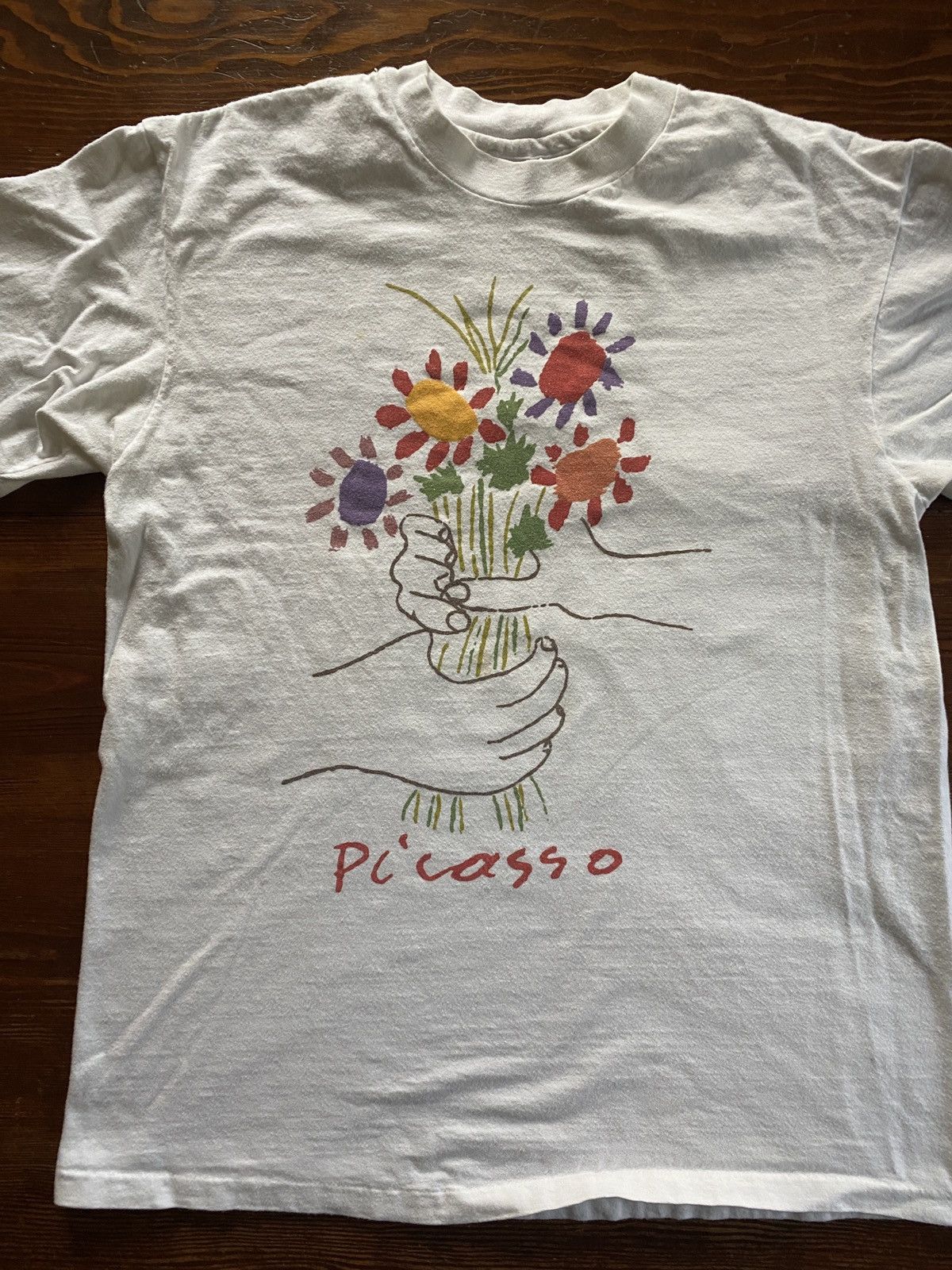 Hanes × Vintage Vintage 80’s Picasso Bouquet of Peace Single Stitch Tee Size US M / EU 48-50 / 2 - 1 Thumbnail