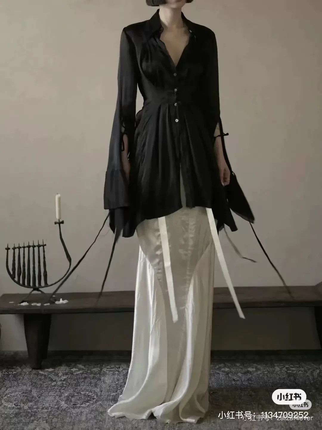 Japanese Brand Designer Silk Tie Blouse Cover-up Size S / US 4 / IT 40 - 1 Thumbnail
