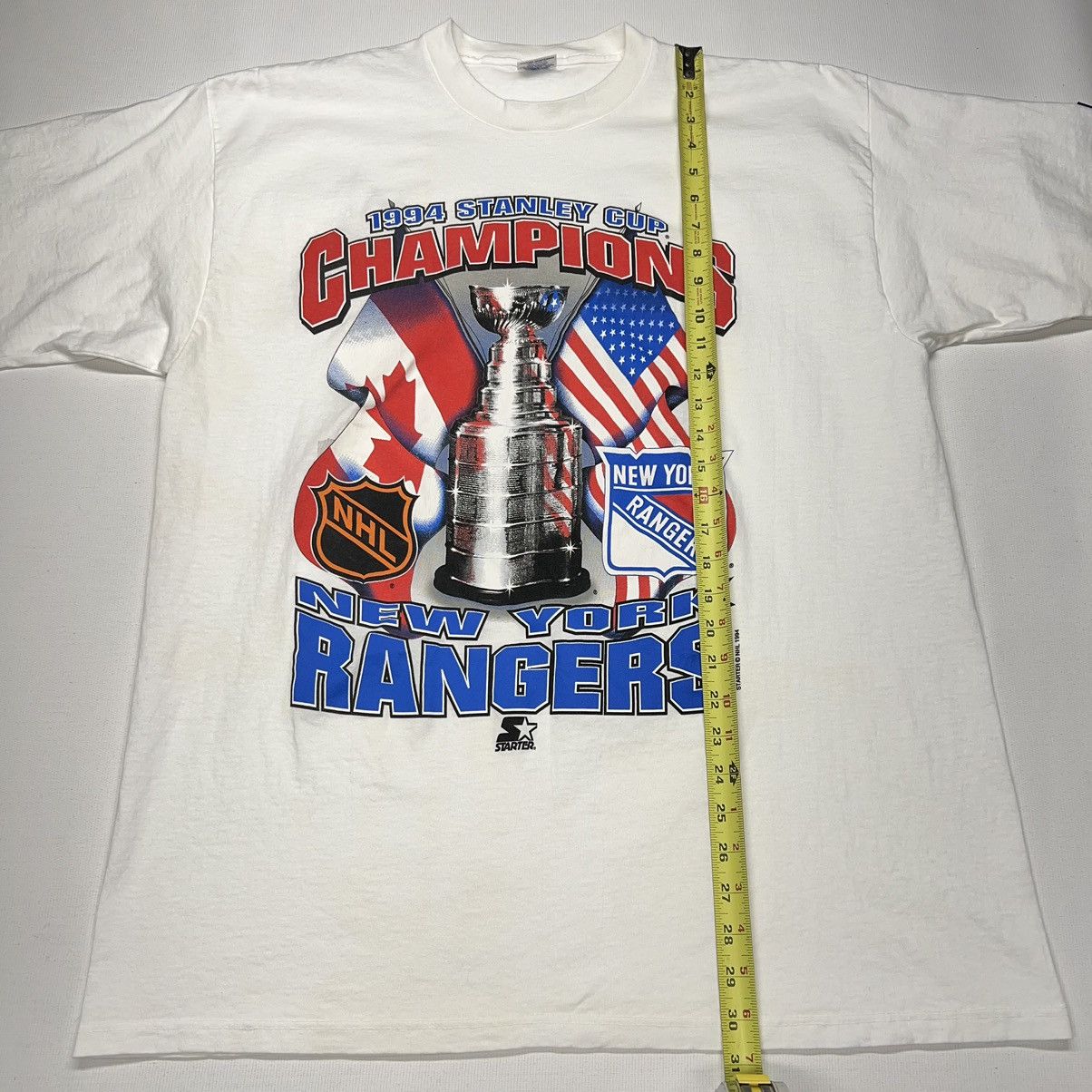 NHL × Starter × Vintage VTG NY Rangers Tee Shirt White Stanley Cup Champions NHL 90s Size US XL / EU 56 / 4 - 23 Thumbnail