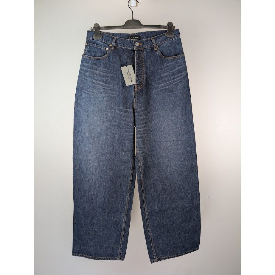 Balenciaga o1rshd1 Silk Denim Baggy Pants in Dark Indigo Size US 32 / EU 48 - 1 Thumbnail