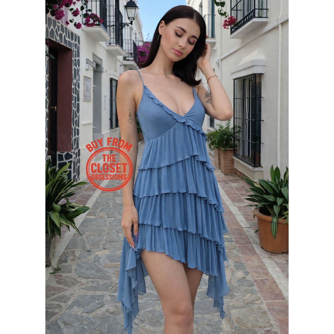 ZARA Ruffled Pleated Mini Dress