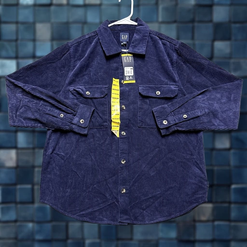 Gap GAP Shirt Mens Medium Eclipse Blue Corduroy Button Up Long Sleeve Size US M / EU 48-50 / 2 - 1 Thumbnail
