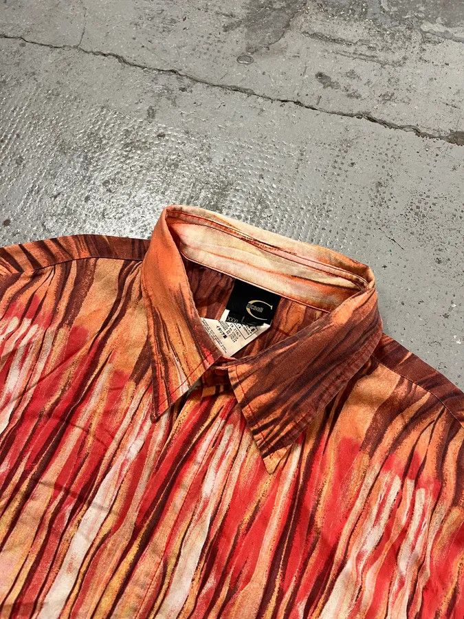 Just Cavalli SS2006 Cavalli Tie-Dye Striped Orange Shirt Size US L / EU 52-54 / 3 - 5 Thumbnail