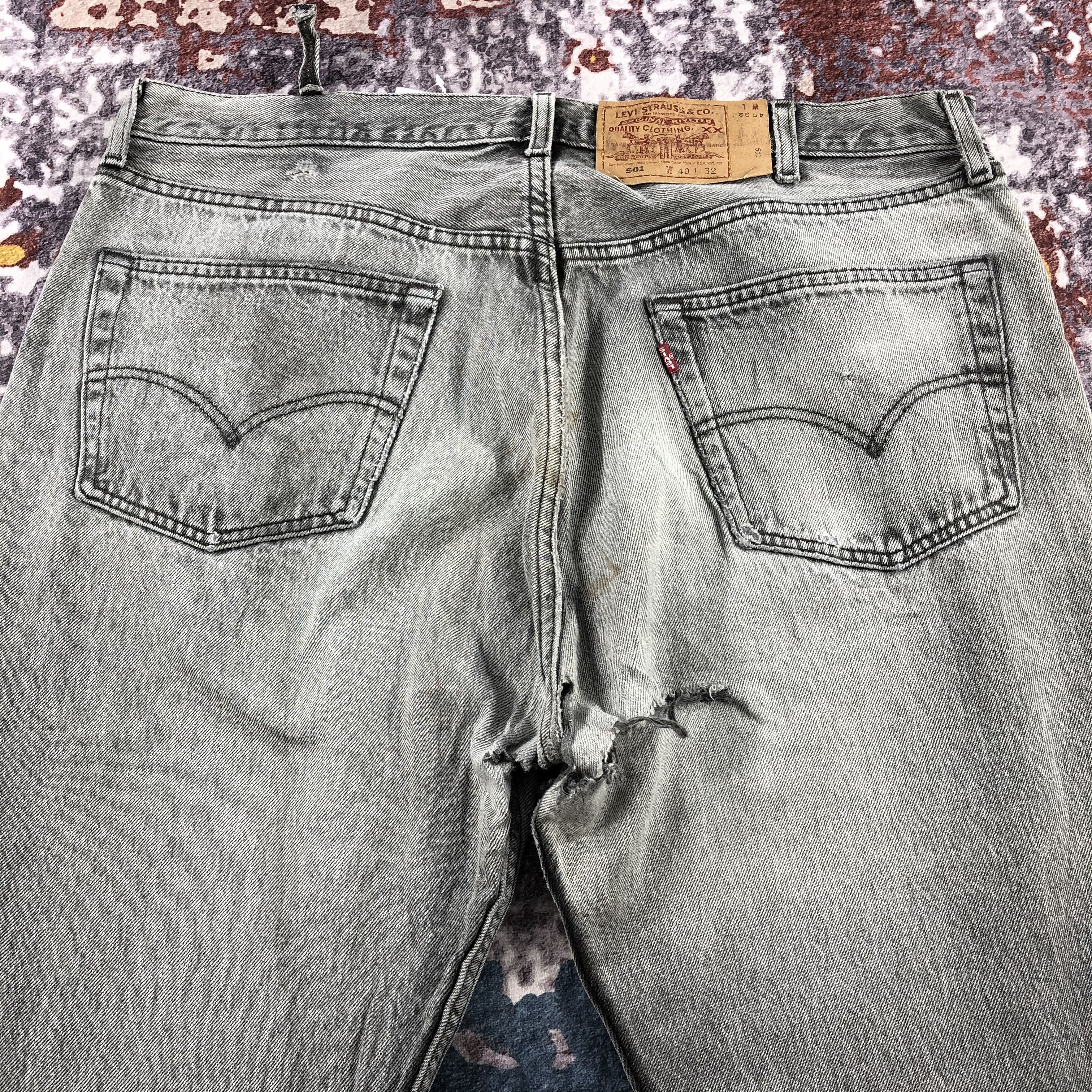 Levi's × Vintage 90s Vintage Faded Black Levis 501 Jeans-JM2390 Size US 40 / EU 56 - 5 Thumbnail