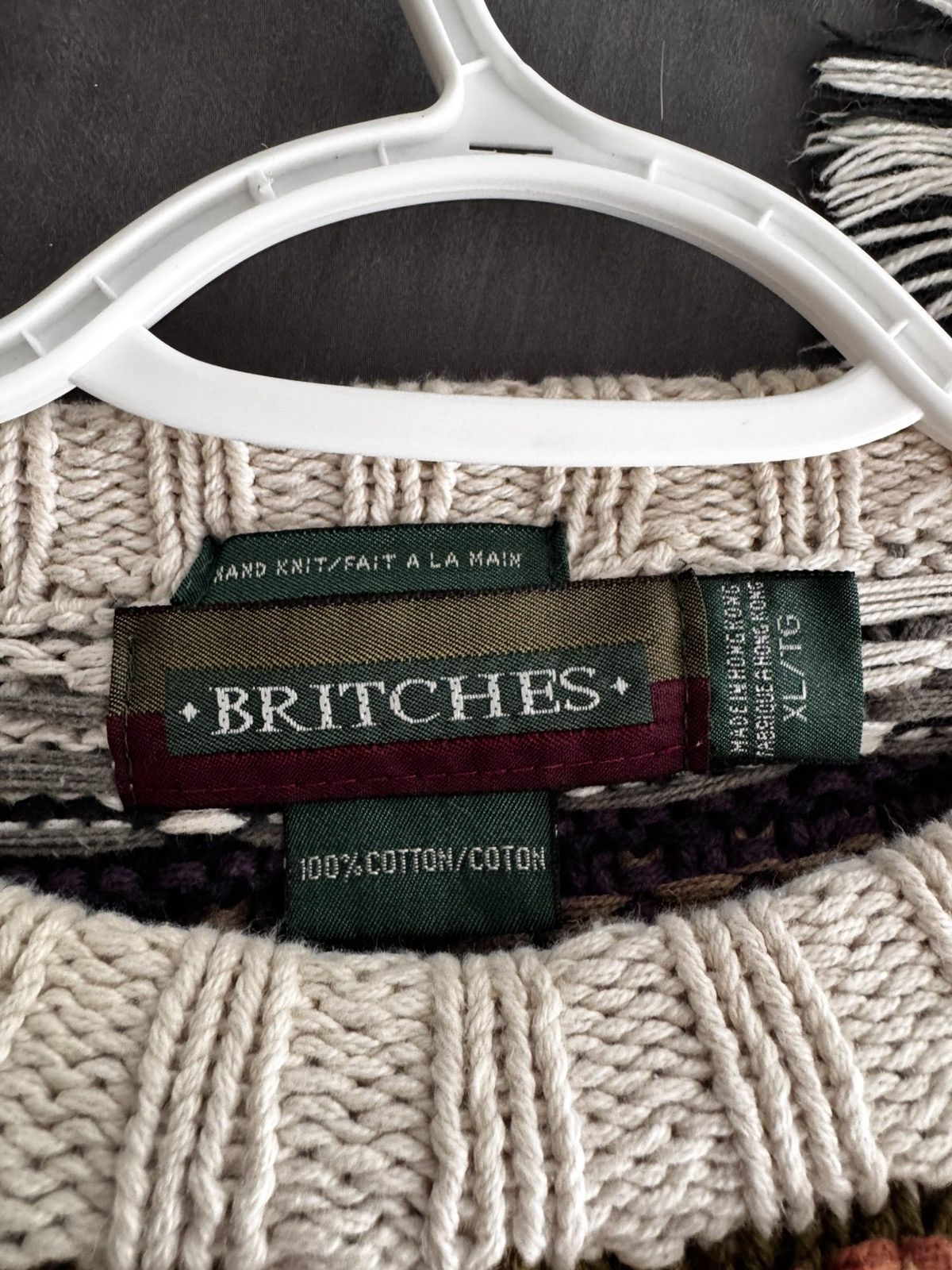Britches Hand-Knit Cotton Patterned Sweater Size US XL / EU 56 / 4 - 3 Thumbnail