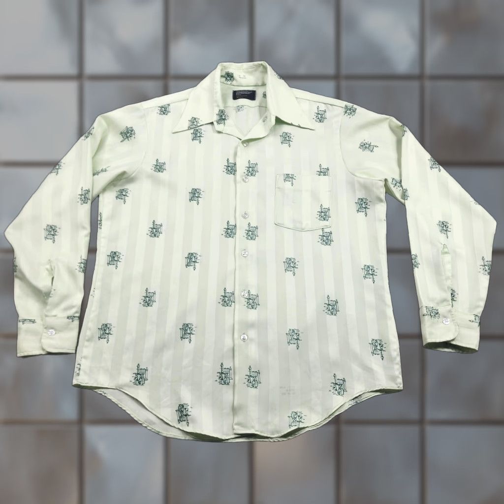 chinese dress ladies Retro Vintage Kids Boys 70s-80s White Brown Blue Green Plaid Long Slee   Vetted Vintage