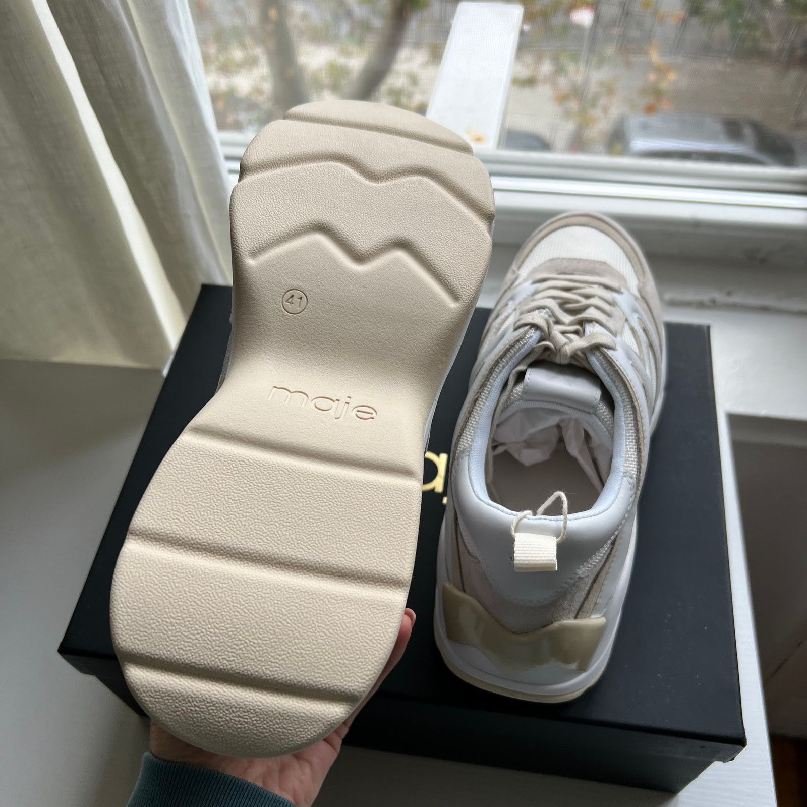 Maje MAJE Off white mesh and Leather Trainers sneakers size 41 Size US 11 / IT 41 - 4 Thumbnail