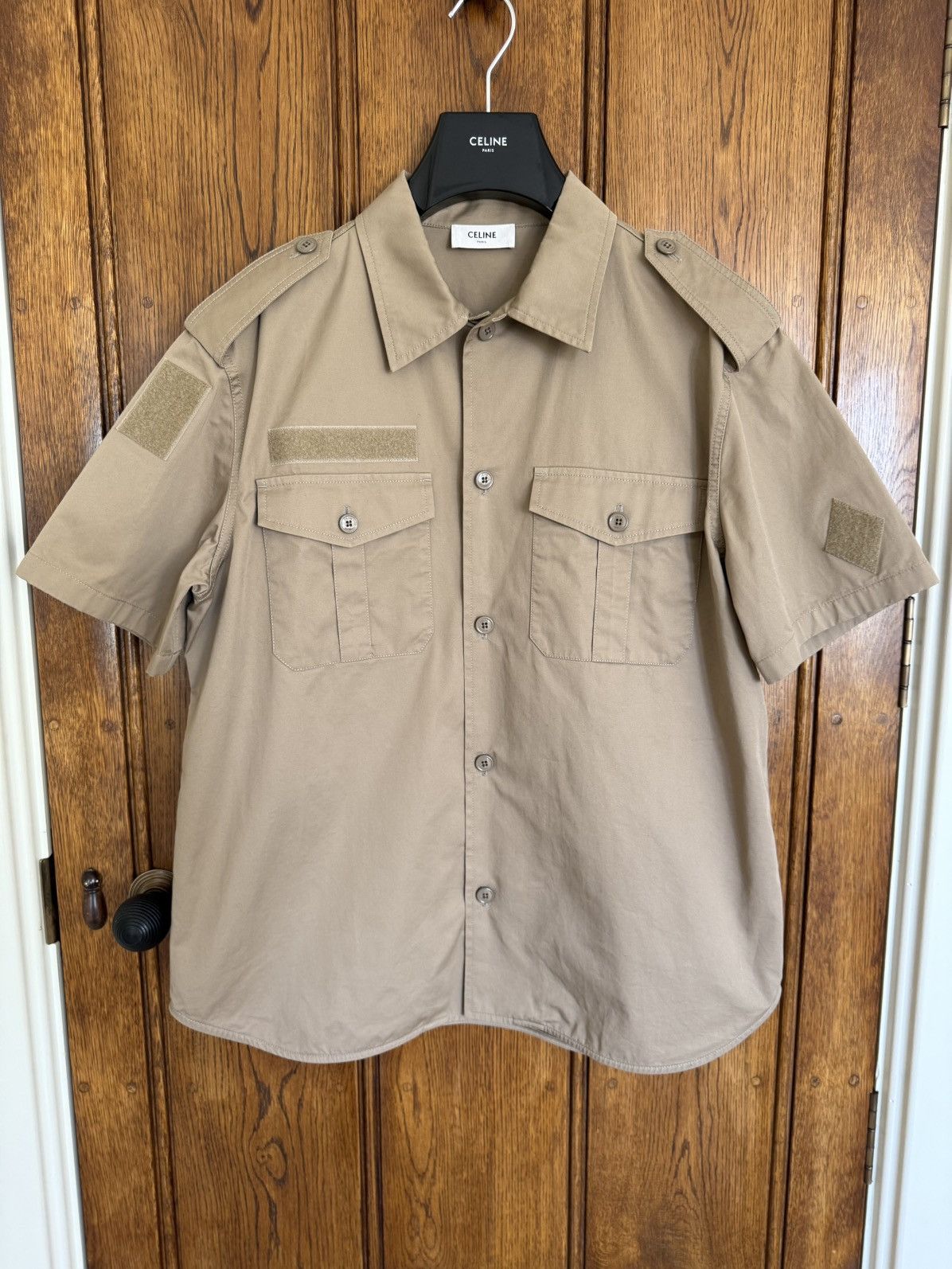 Celine SS23 $990 🤑 Celine military short sleeve shirt Hedi 41 L Size US L / EU 52-54 / 3 - 2 Thumbnail