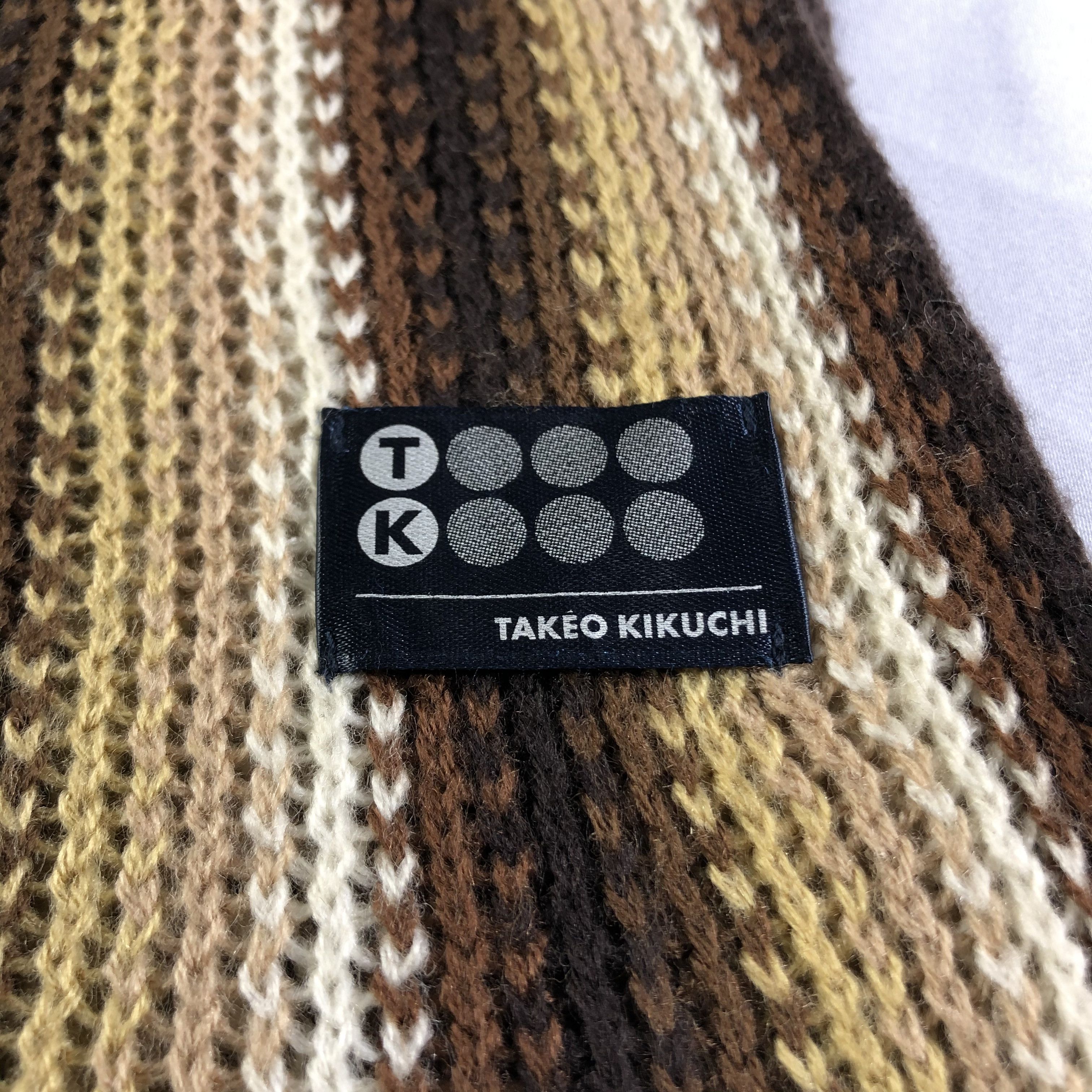 Takeo Kikuchi Takeo Kikuchi Striped Knit Scarf Muffler Neckwear V2360 Size ONE SIZE - 4 Thumbnail