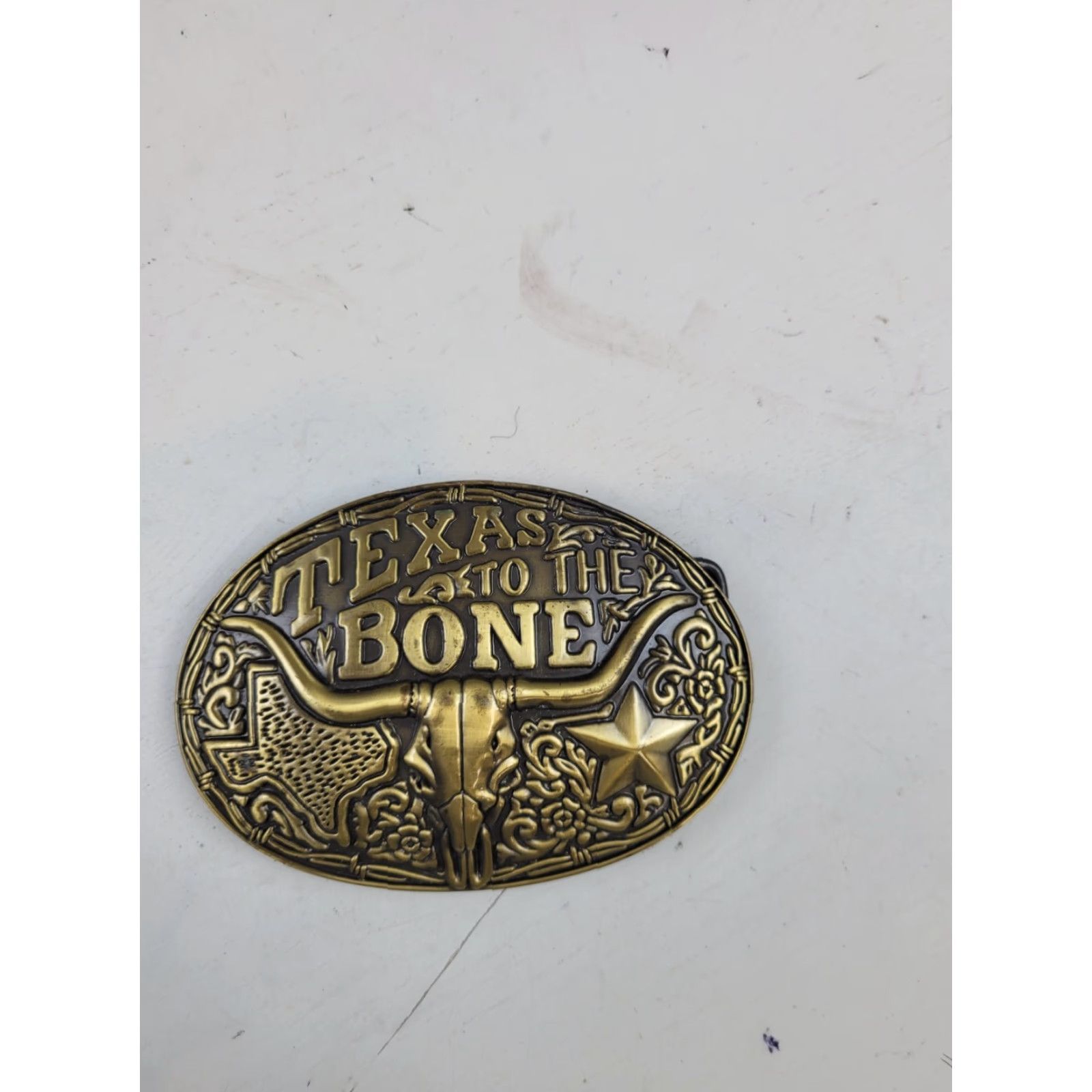 Vintage Texas To The Bone Belt Buckle Long Horn (5.00 x 3.50) Size ONE SIZE - 2 Thumbnail