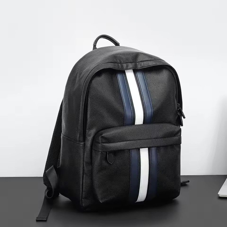 Other Streetwear Casual Striped PU Leather Backpack Bag Size ONE SIZE - 2 Thumbnail