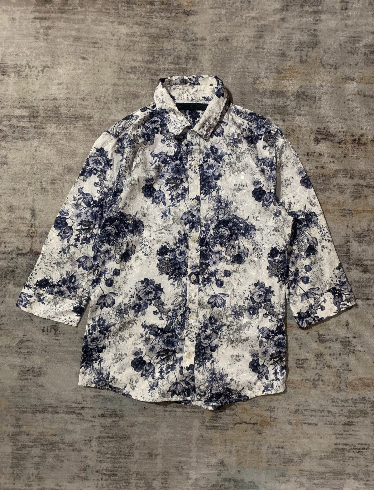 Other FUGA Floral Shirt Three-quarter Sleeve Silver Men's Size US S / EU 44-46 / 1 - 1 Thumbnail