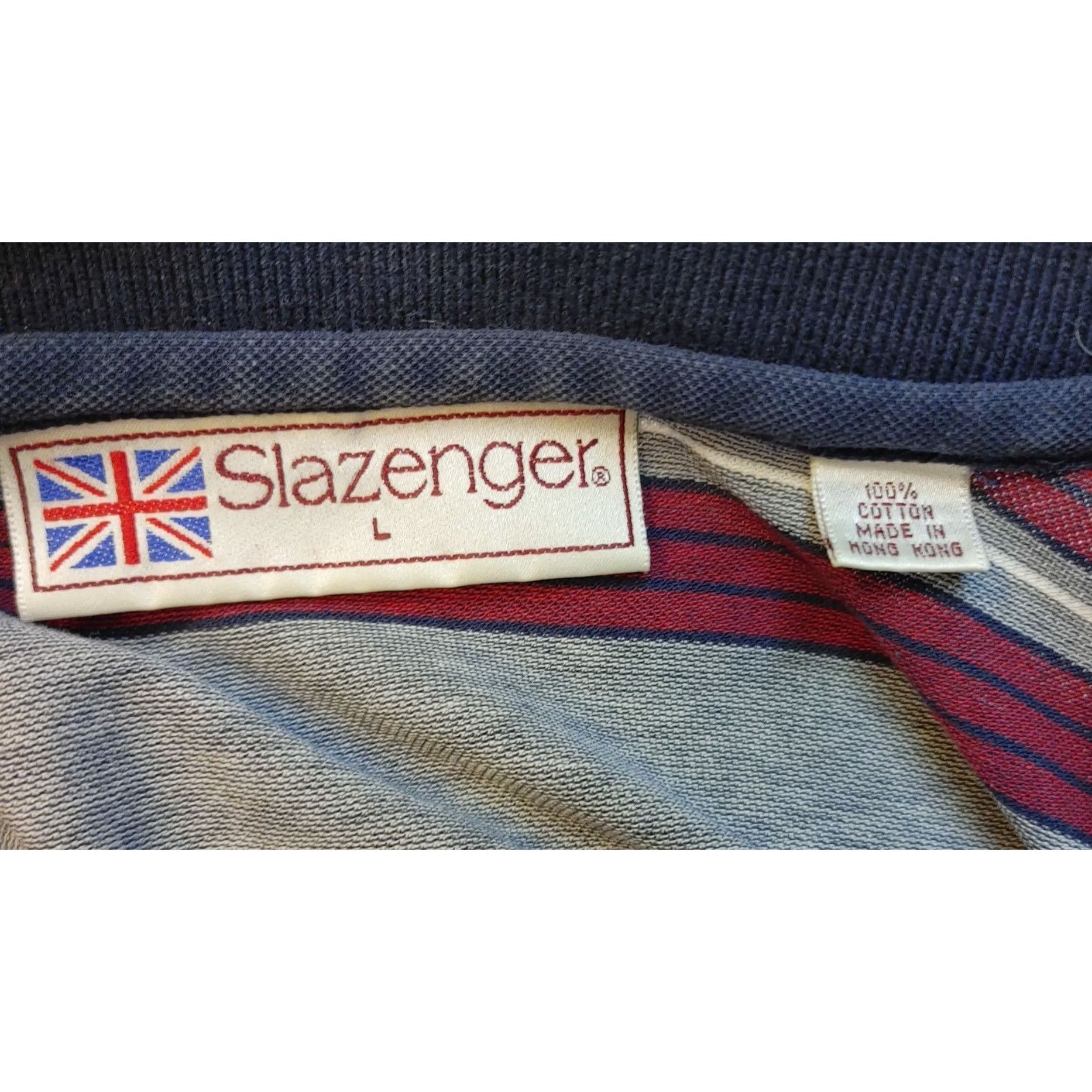Other SLAZENGER Mens L Blue Red Striped Short Sleeve Polo Golf Cot Size US L / EU 52-54 / 3 - 3 Thumbnail