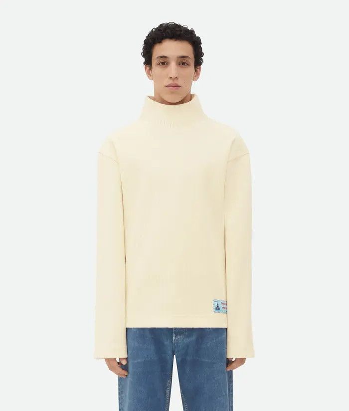 Balenciaga o1bcso1str0725 Cotton Rib T-Shirt With Label in Cream Size US XS / EU 42 / 0 - 1 Thumbnail