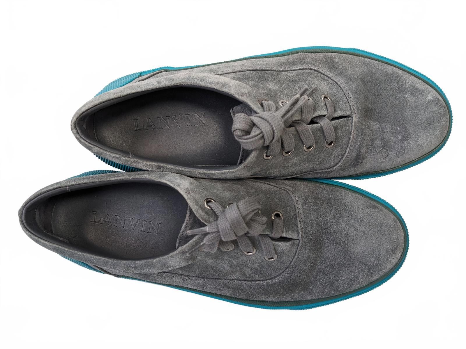 Lanvin Lanvin Spain Men Leather Curb Sneakers Chunky Gray Cyan 9 Size US 9 / EU 42 - 6 Thumbnail