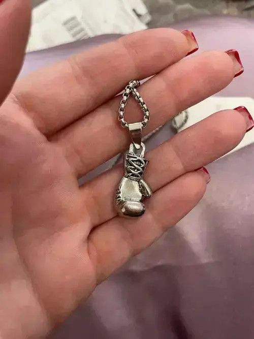 Jewelry Silver Color Boxing Glove Pendant Necklace Size ONE SIZE - 2 Thumbnail