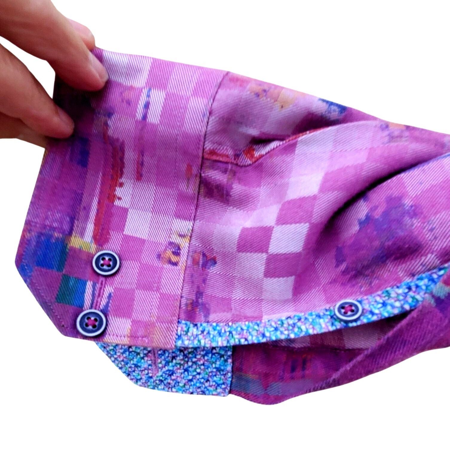 BUGATCHI Bugatchi Uomo Mens XL Designer Shirt Button Down Purple Geom Size US XL / EU 56 / 4 - 6 Thumbnail