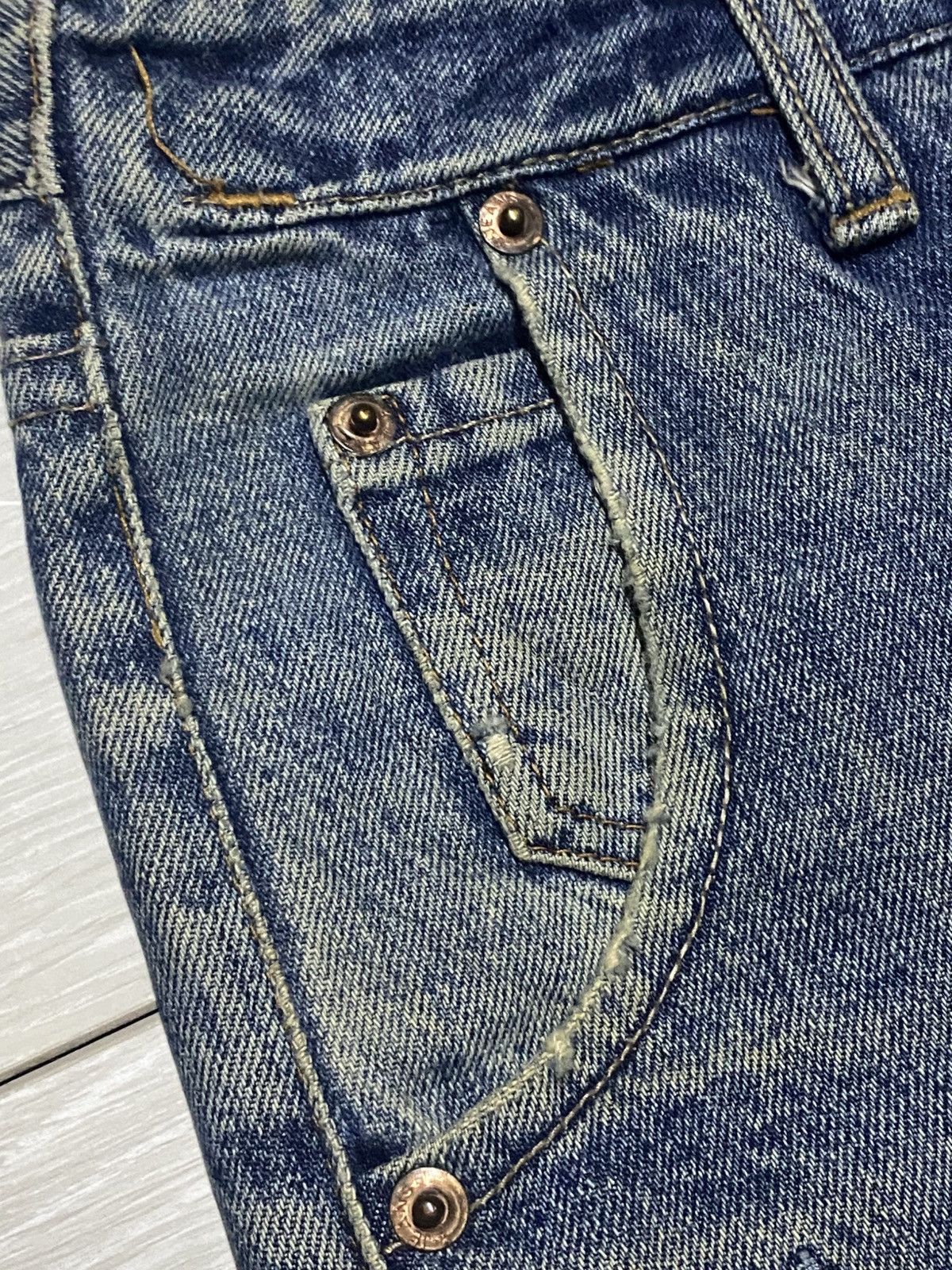 Japanese Brand MYK Vintage Y2K Flare Denim Distressed & Embroidered Size US 27 - 7 Thumbnail