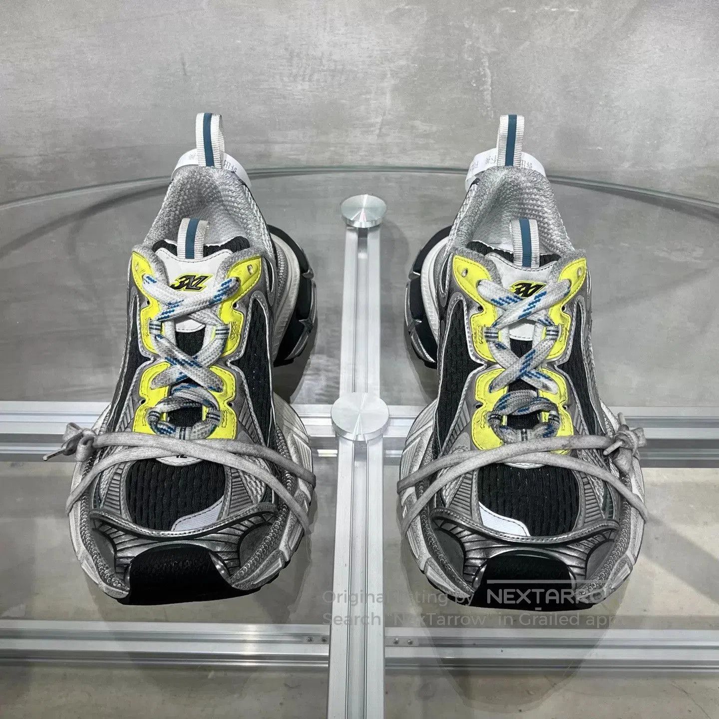 Balenciaga Silver Athletic Sneakers with Yellow Accents Size 9. Size US 9 / EU 42 - 1 Thumbnail