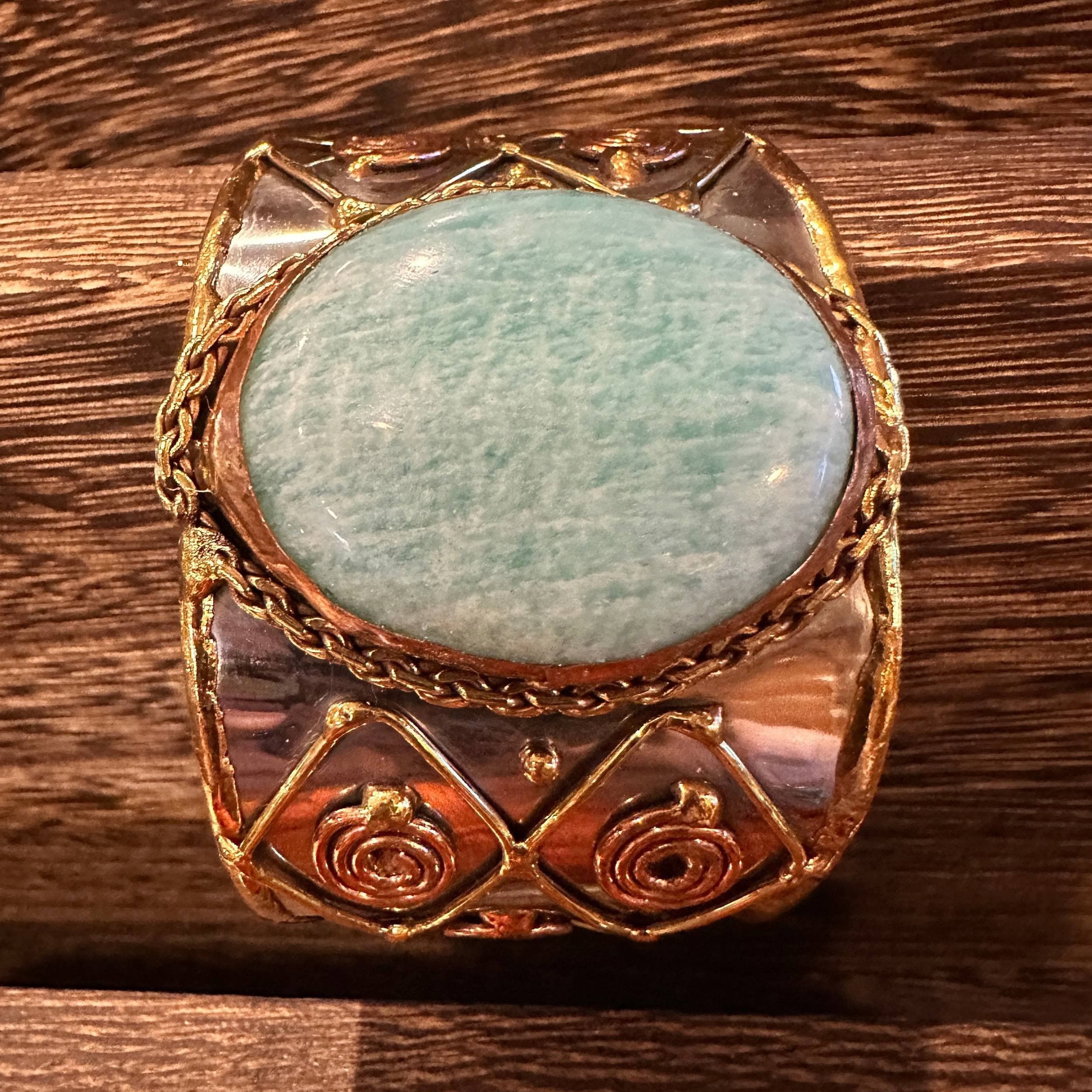 Other Artisan-Made Adjustable Cuff Bracelet with Amazonite Green S Size ONE SIZE - 7 Thumbnail