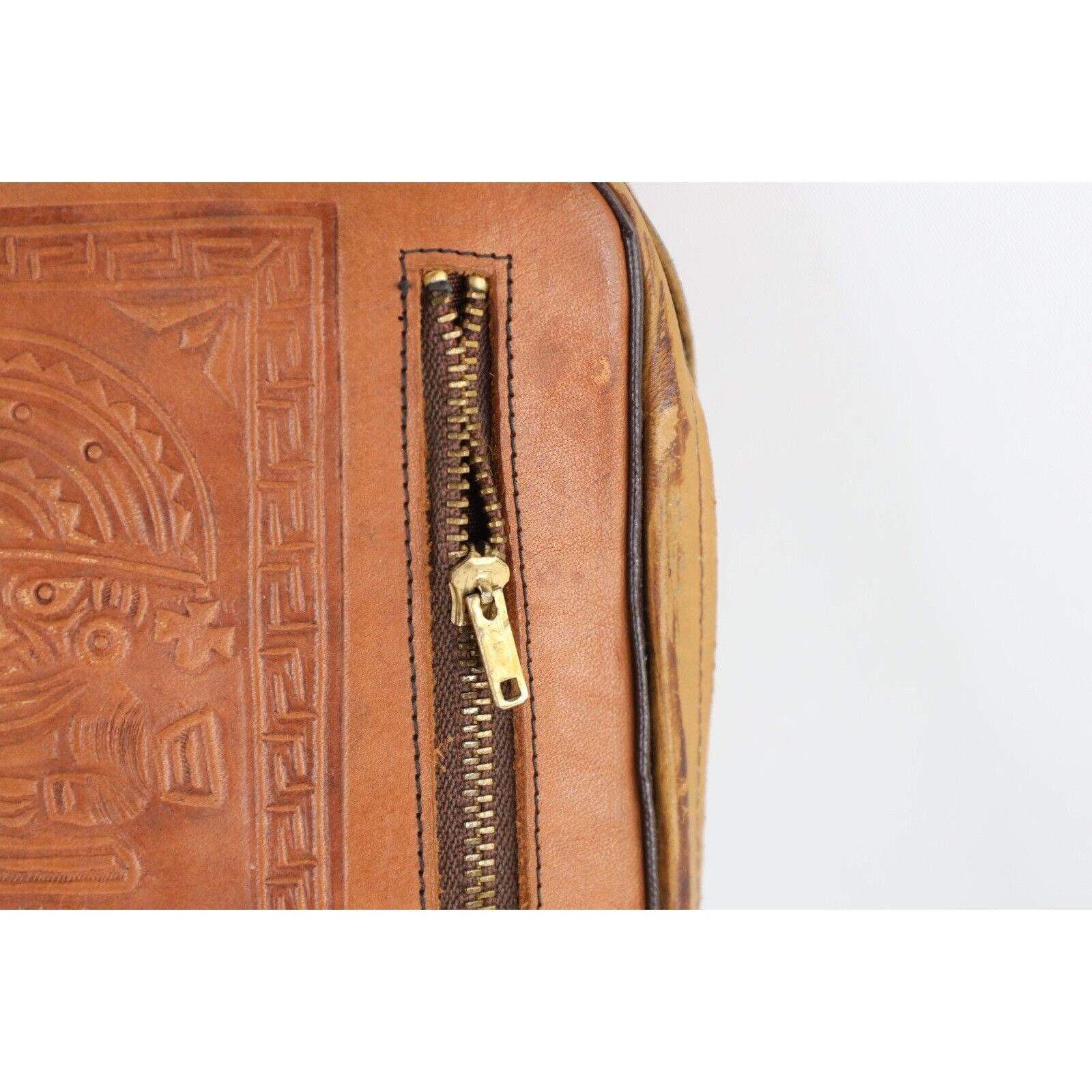 Vintage Vintage 50s 60s Rockabilly Hand Tooled Leather Mayan Bag Size ONE SIZE - 4 Thumbnail