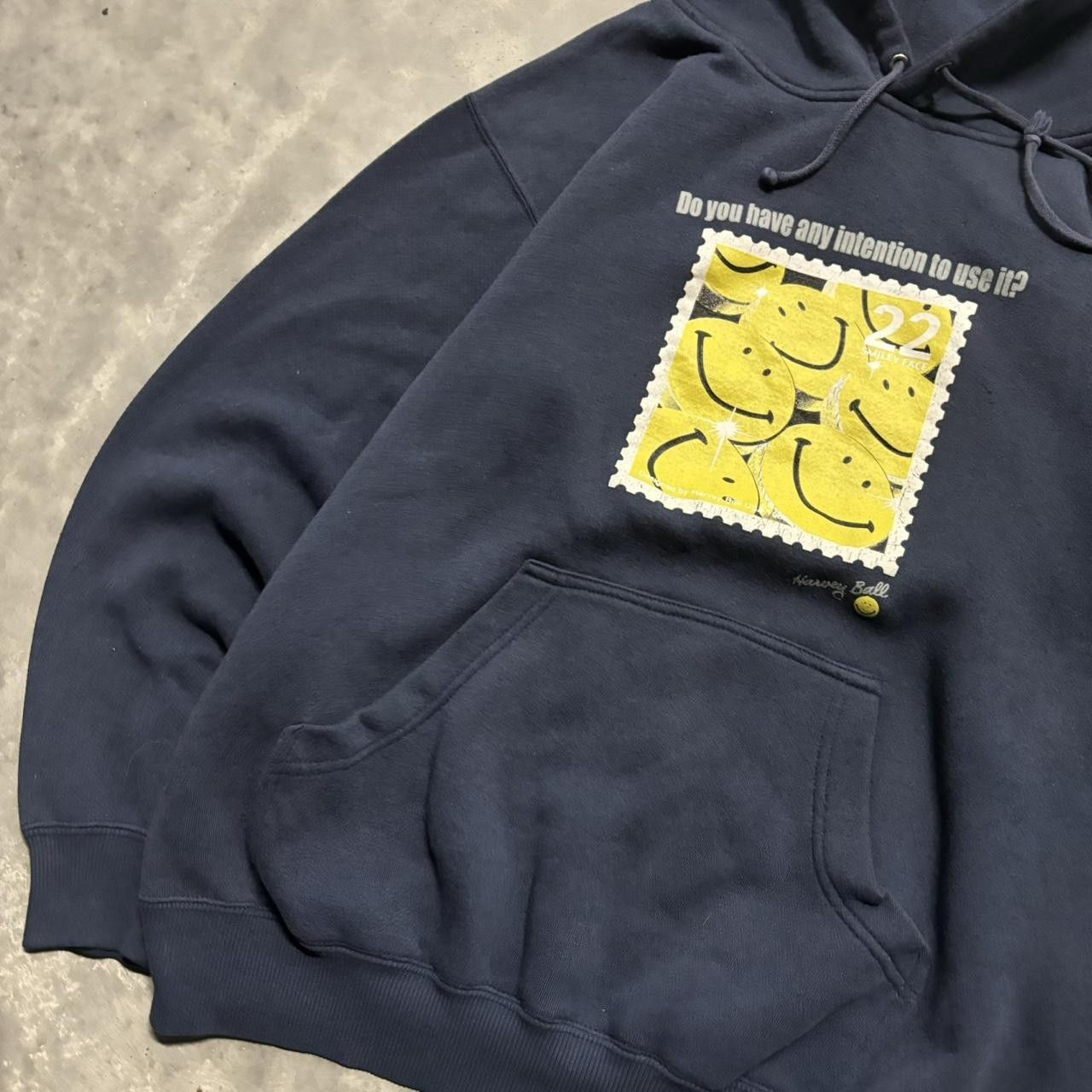 Japanese Brand × Vintage Crazy Vintage Y2K/2000s Blue Smile Obscure Graphic Hoodie Size US M / EU 48-50 / 2 - 3 Thumbnail