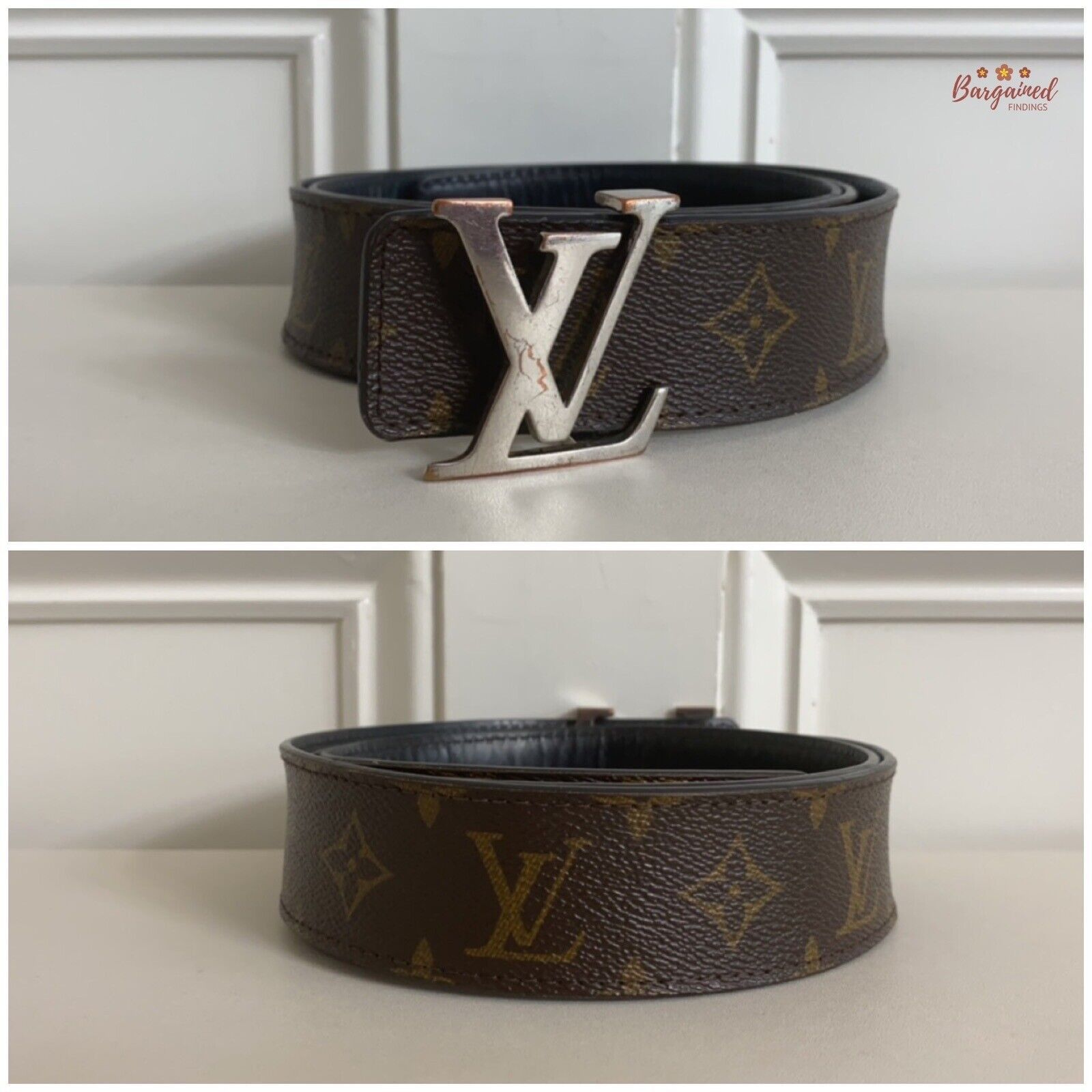Louis Vuitton Louis Vuitton Monogram Reversible Silver LV Initials Belt Size 36 - 3 Thumbnail